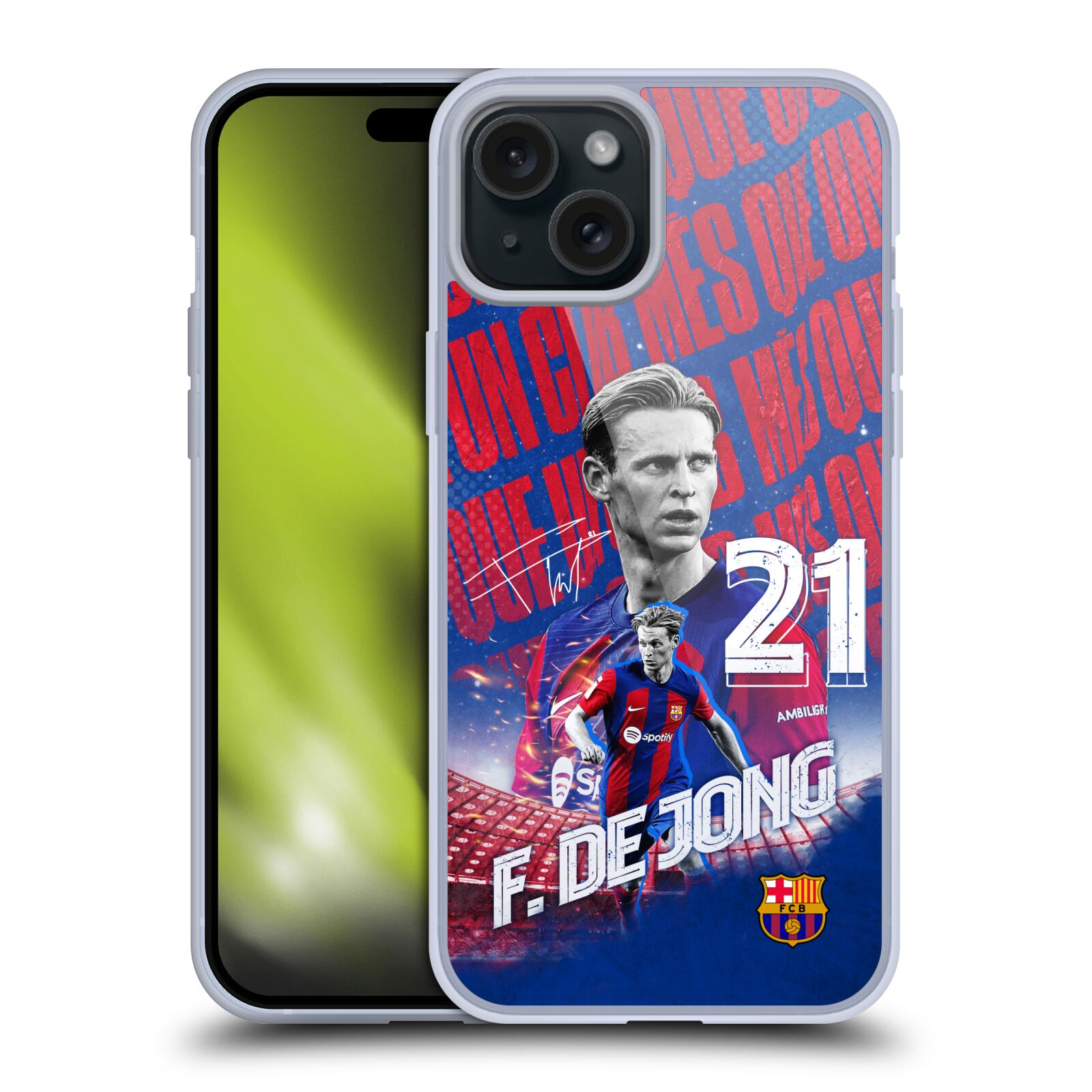 Obal na mobil Apple Iphone 15 PLUS - HEAD CASE - FC BARCELONA - Frenkie de Jong