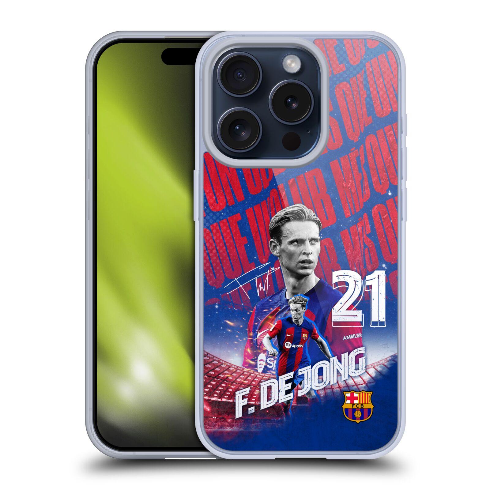 Obal na mobil Apple Iphone 15 PRO - HEAD CASE - FC BARCELONA - Frenkie de Jong