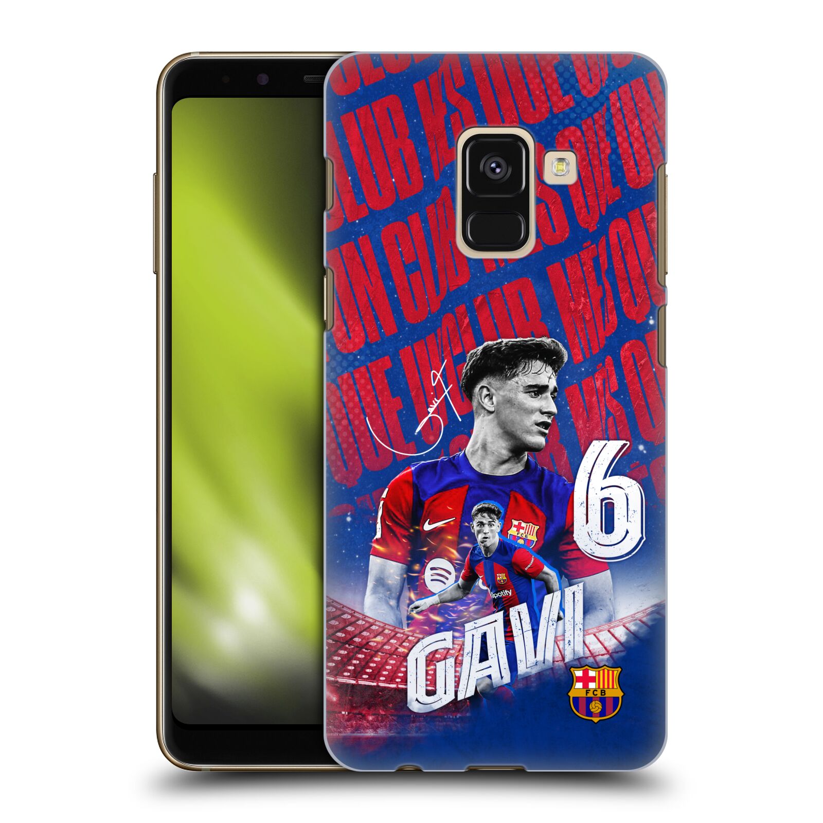 Obal na mobil Samsung Galaxy A8+ 2018, A8 PLUS 2018 - HEAD CASE - FC BARCELONA - Gavi