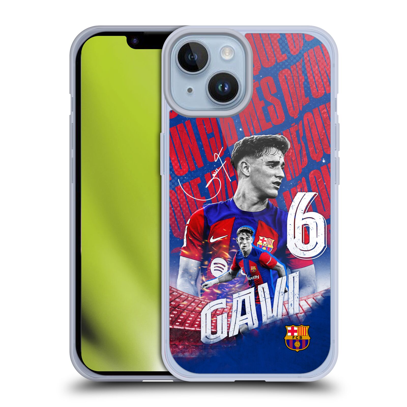 Obal na mobil Apple Iphone 14 - HEAD CASE - FC BARCELONA - Gavi