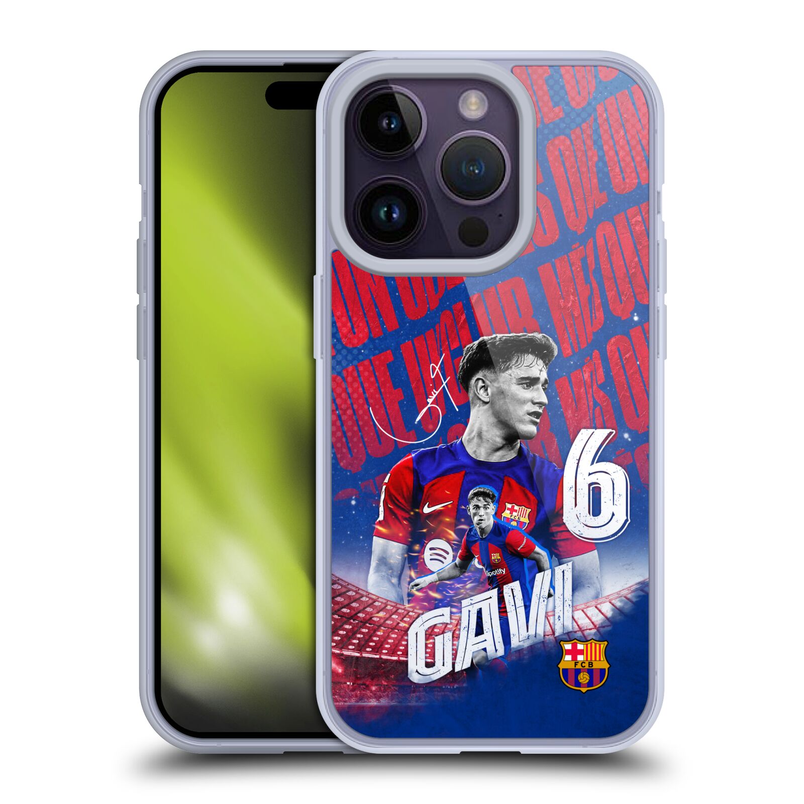 Obal na mobil Apple Iphone 14 PRO - HEAD CASE - FC BARCELONA - Gavi