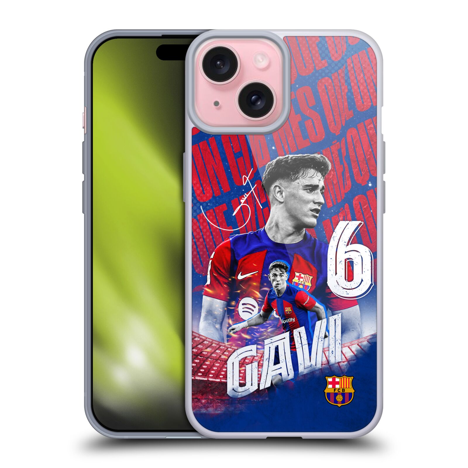 Obal na mobil Apple Iphone 15 - HEAD CASE - FC BARCELONA - Gavi