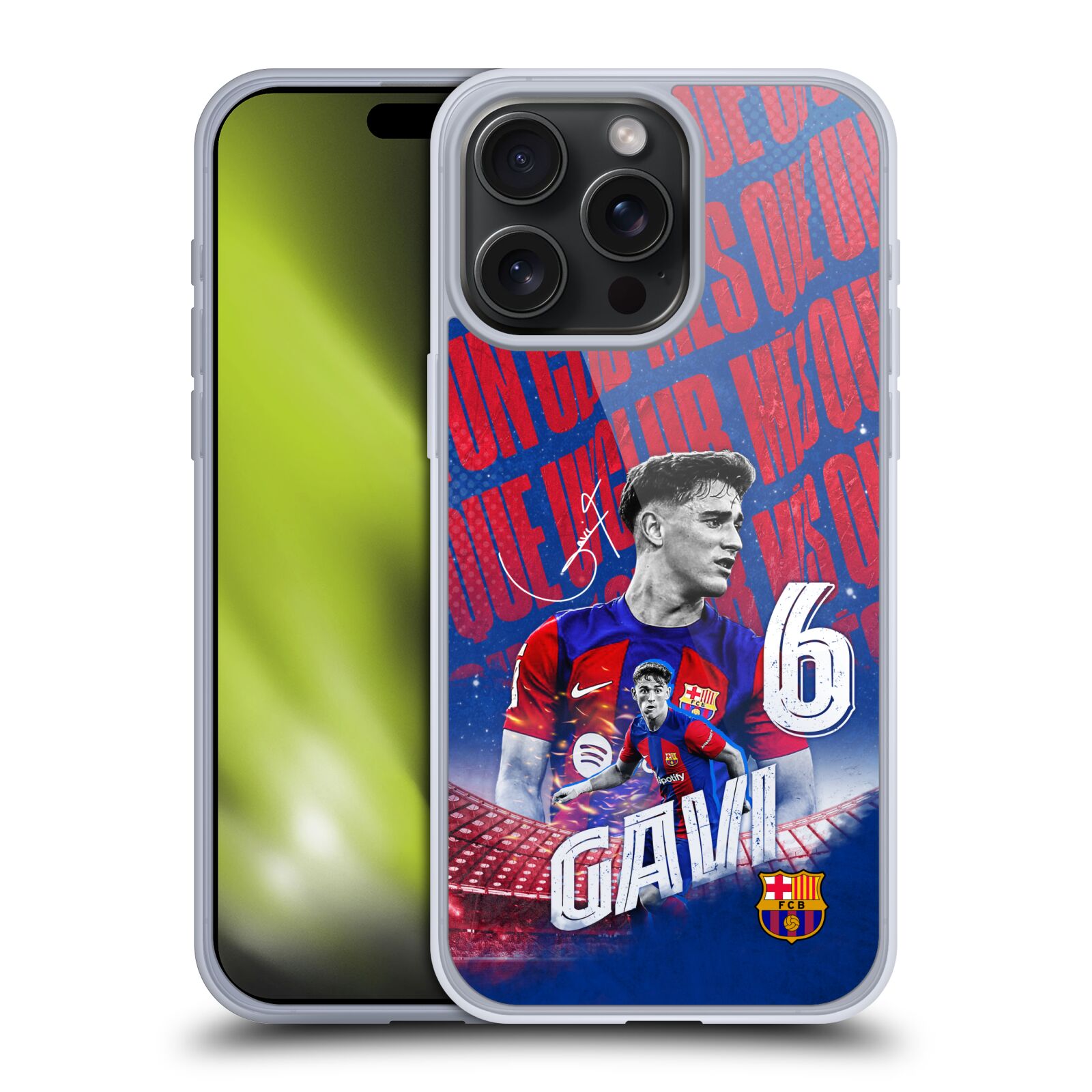 Obal na mobil Apple Iphone 15 PRO MAX - HEAD CASE - FC BARCELONA - Gavi