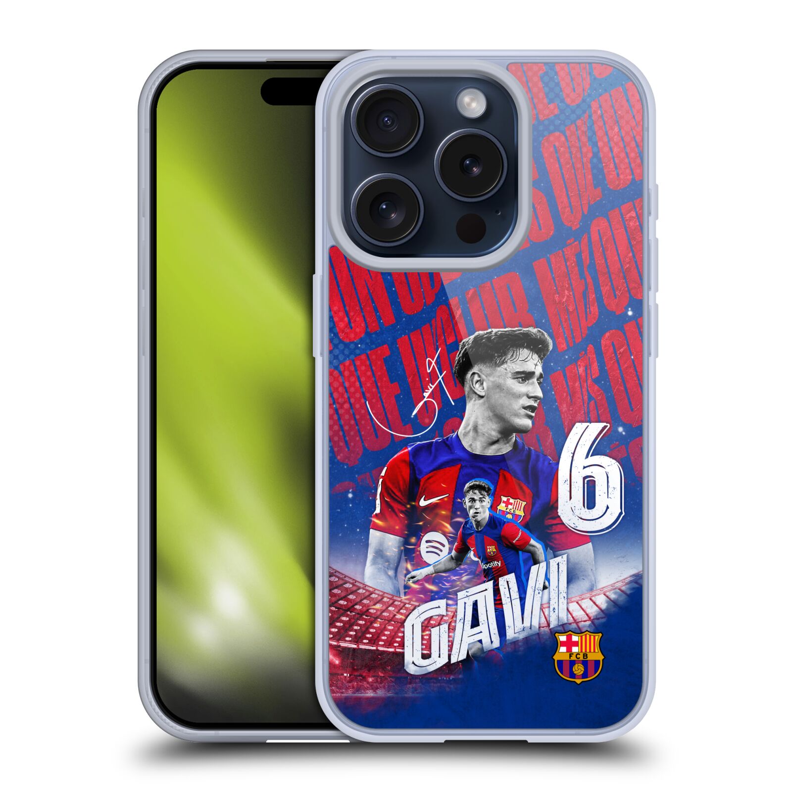 Obal na mobil Apple Iphone 15 PRO - HEAD CASE - FC BARCELONA - Gavi