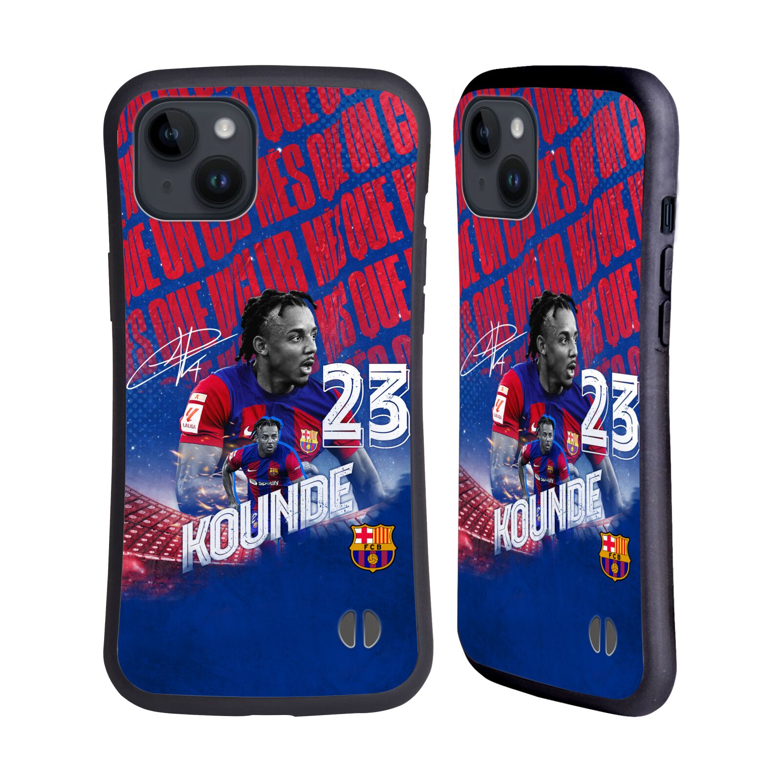 Odolný zadní obal pro mobil Apple iPhone 15 PLUS - HEAD CASE - FC Barcelona - Jules Koundé
