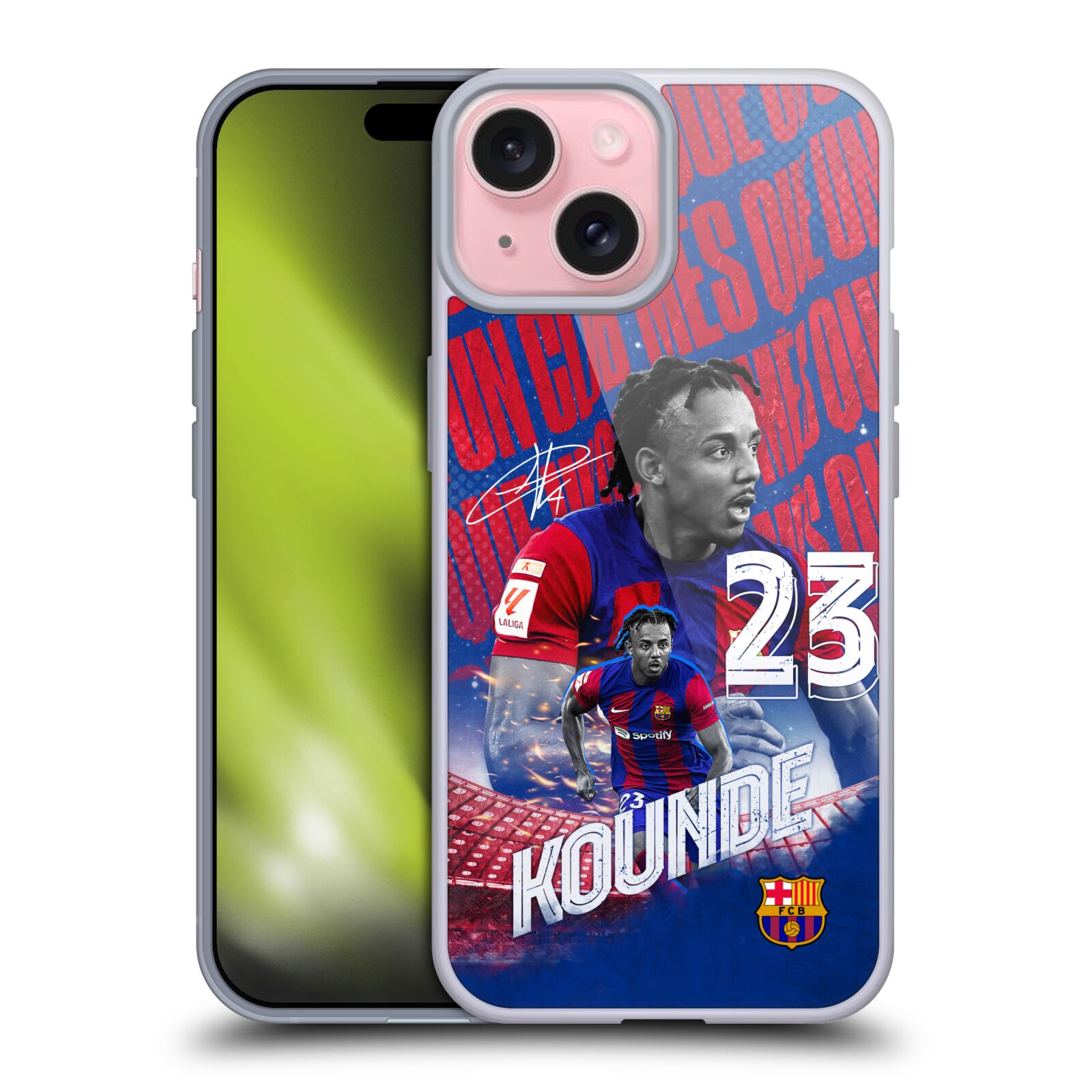 Obal na mobil Apple Iphone 15 - HEAD CASE - FC BARCELONA - Jules Koundé