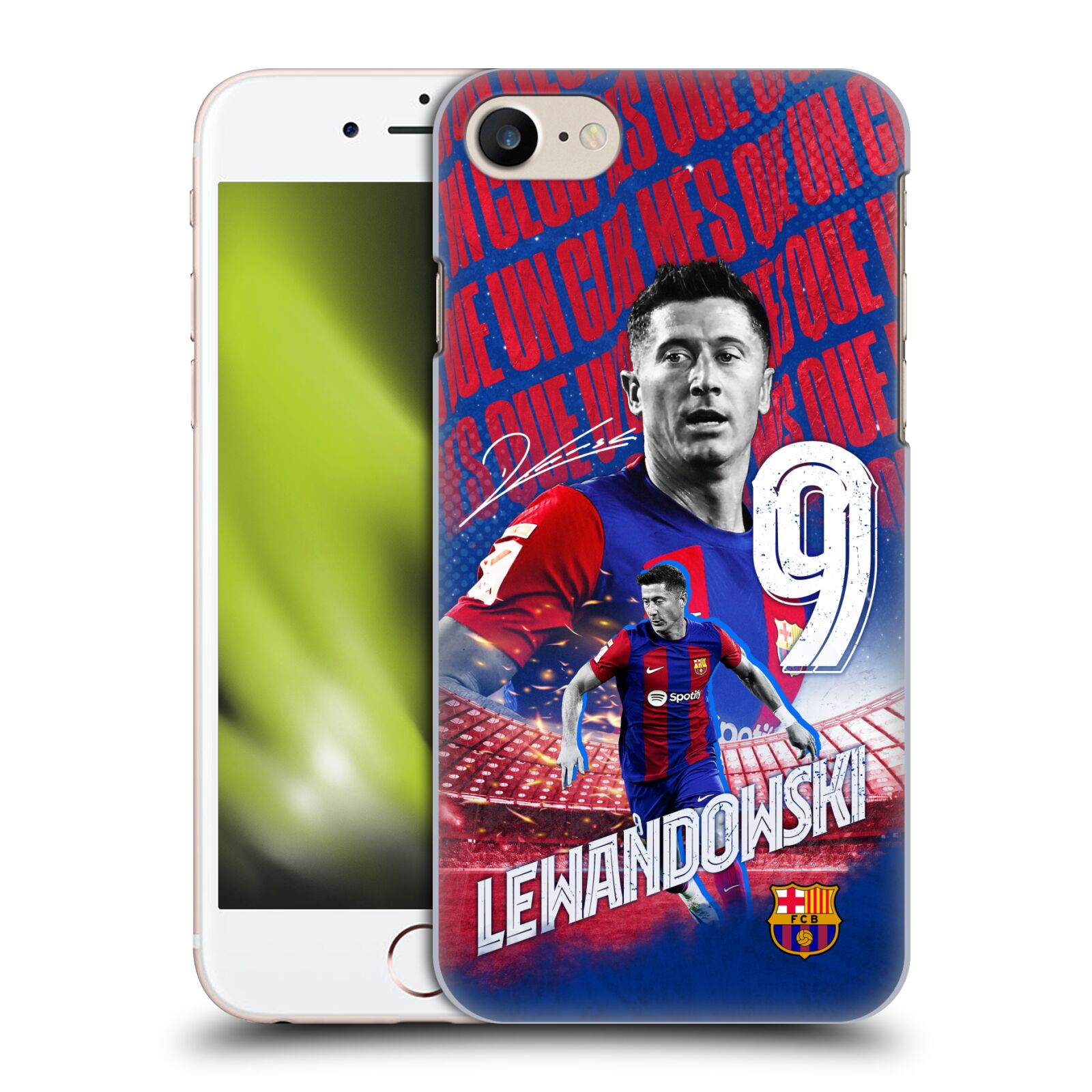 Obal na mobil Apple Iphone 7/8 - HEAD CASE - FC BARCELONA - Robert Lewandowski