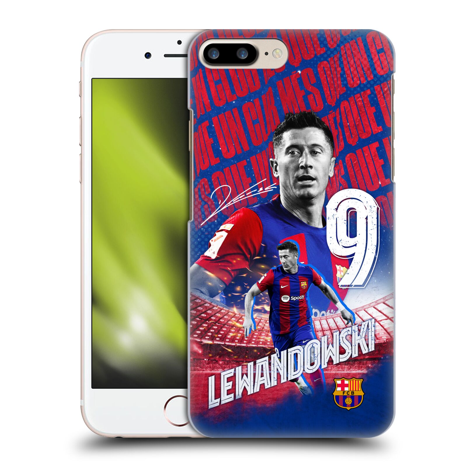 Obal na mobil Apple Iphone 7/8 PLUS - HEAD CASE - FC BARCELONA - Robert Lewandowski