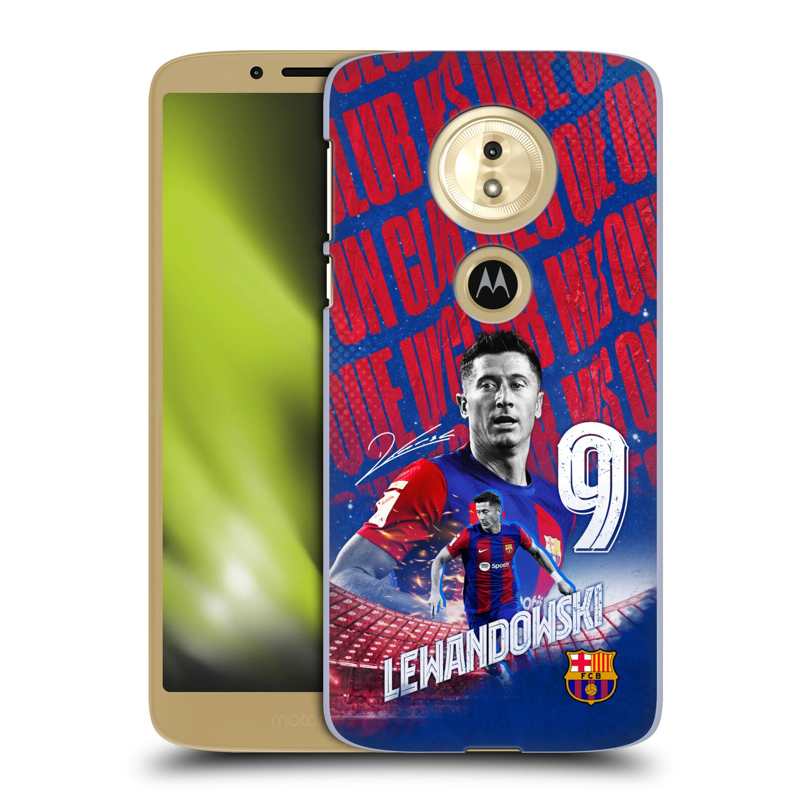 Obal na mobil Motorola Moto E5 - HEAD CASE - FC BARCELONA - Robert Lewandowski