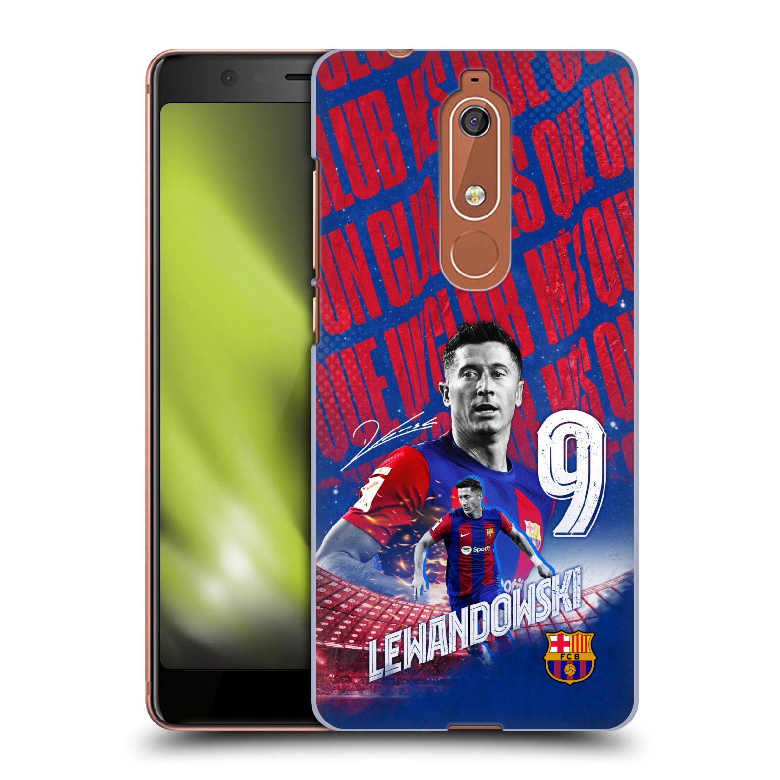 Obal na mobil Nokia 5.1 - HEAD CASE - FC BARCELONA - Robert Lewandowski