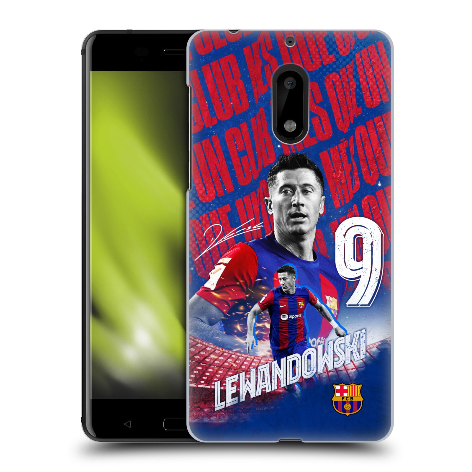 Obal na mobil Nokia 6 - HEAD CASE - FC BARCELONA - Robert Lewandowski