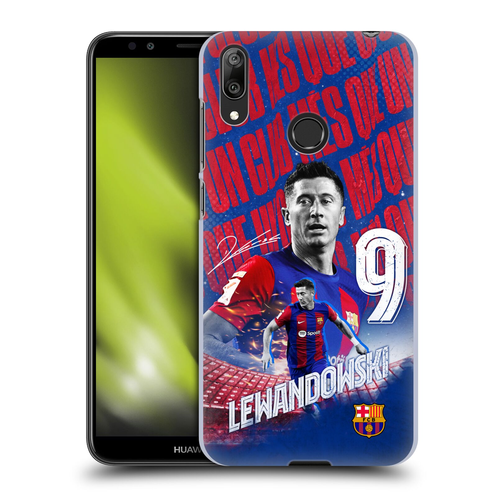 Obal na mobil Huawei Y7 2019 - HEAD CASE - FC BARCELONA - Robert Lewandowski