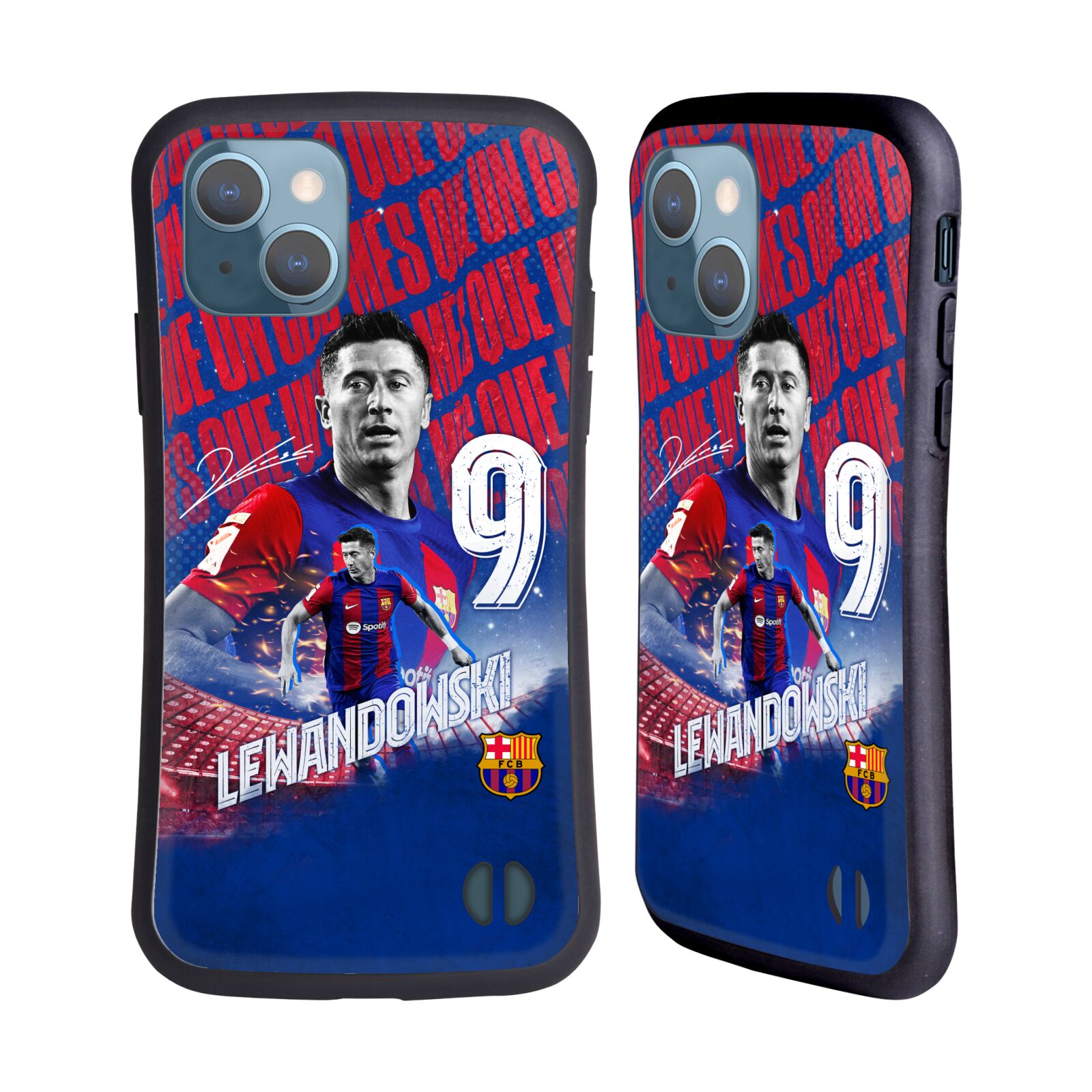 Odolný zadní obal pro mobil Apple iPhone 13 - HEAD CASE - FC Barcelona - Robert Lewandowski