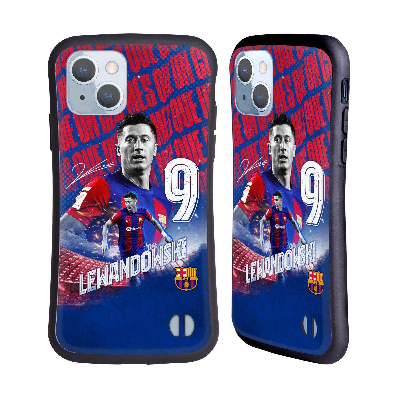 Odolný zadní obal pro mobil Apple iPhone 14 - HEAD CASE - FC Barcelona - Robert Lewandowski