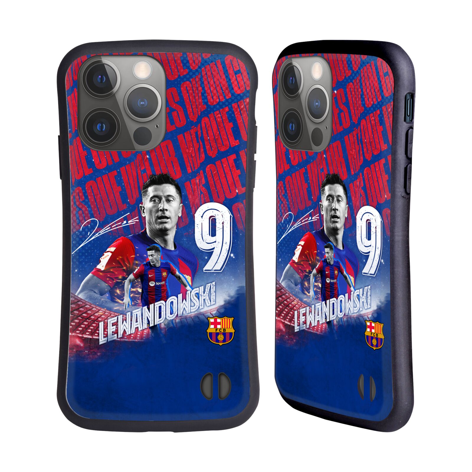 Odolný zadní obal pro mobil Apple iPhone 14 PRO - HEAD CASE - FC Barcelona - Robert Lewandowski