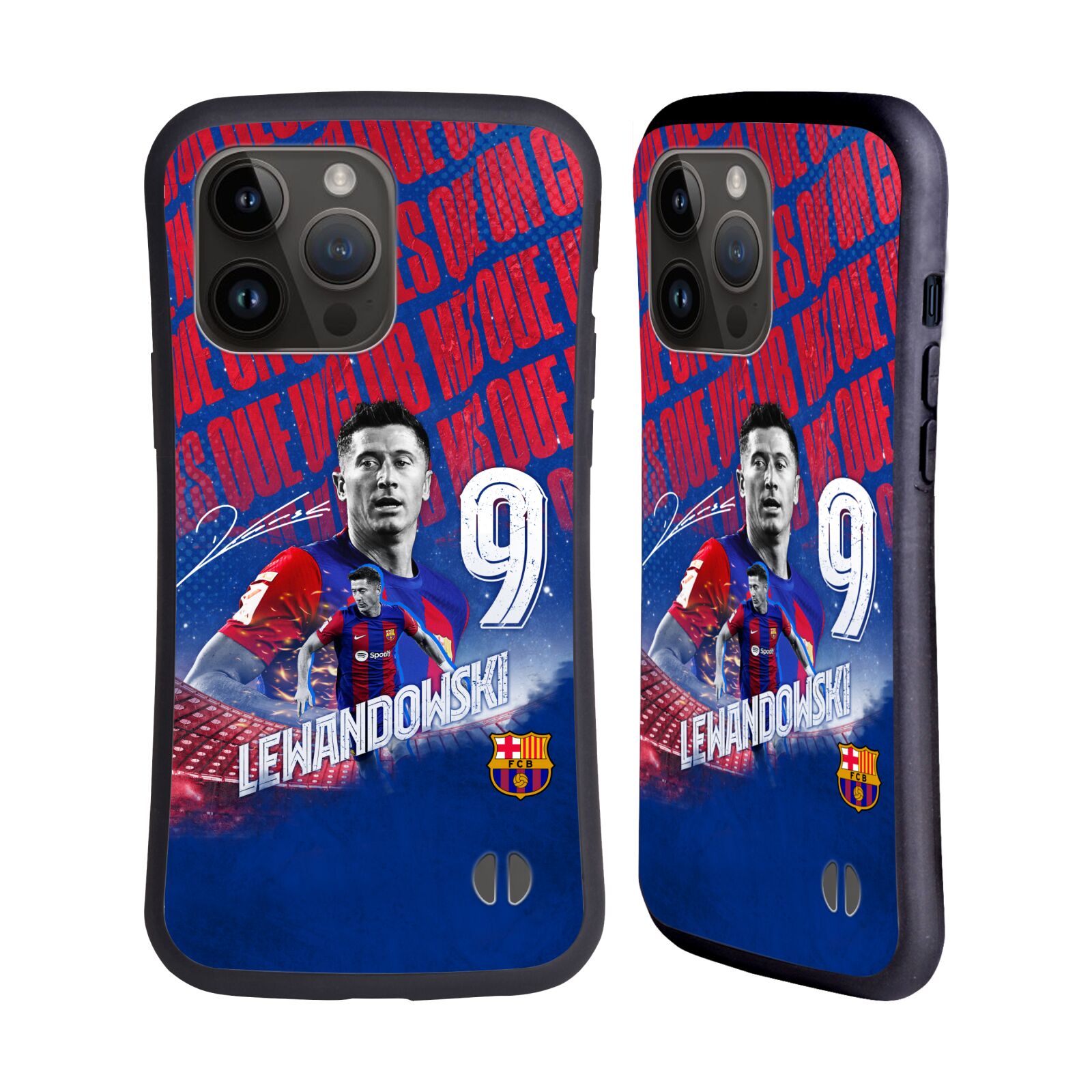 Odolný zadní obal pro mobil Apple iPhone 15 PRO MAX - HEAD CASE - FC Barcelona - Robert Lewandowski