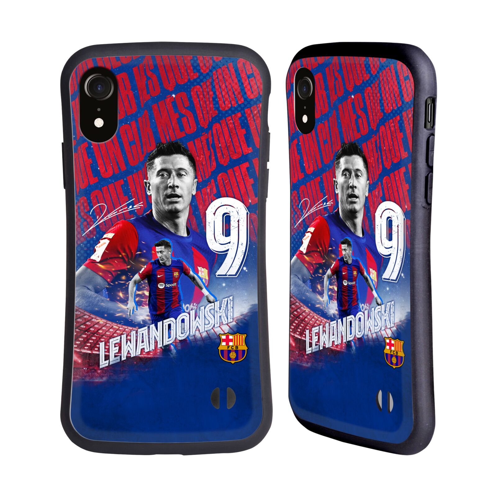 Odolný zadní obal pro mobil Apple Iphone XR - HEAD CASE - FC Barcelona - Robert Lewandowski