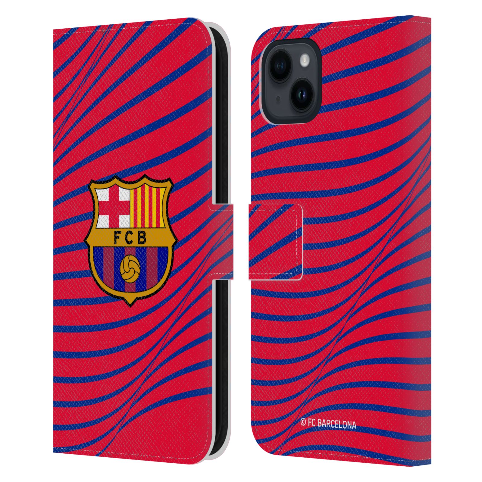 Pouzdro na mobil Apple Iphone 15 PLUS - HEAD CASE - FC Barcelona - Grafická textura logo