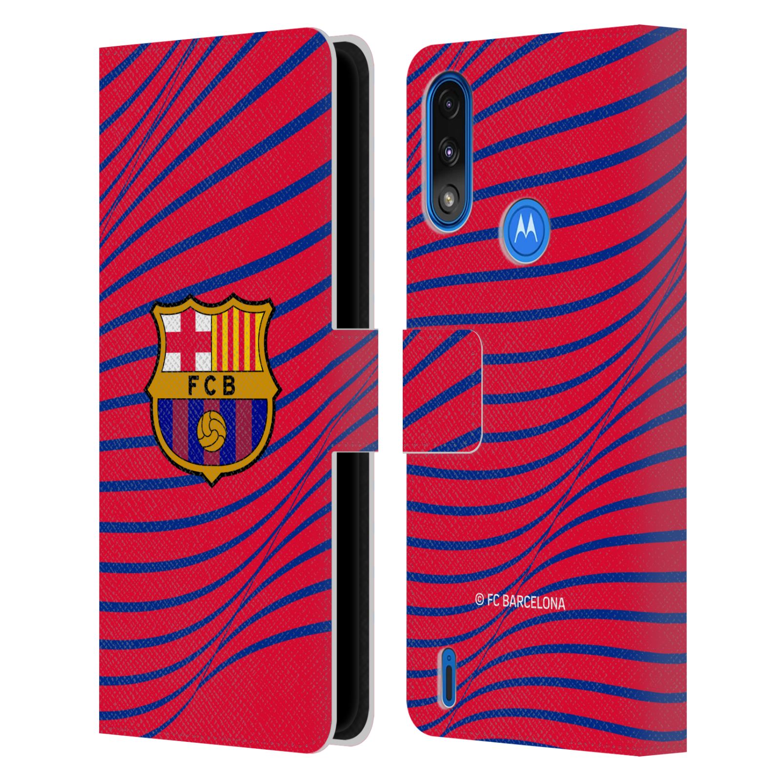 Pouzdro na mobil Motorola Moto E7 POWER - HEAD CASE - FC Barcelona - Grafická textura logo