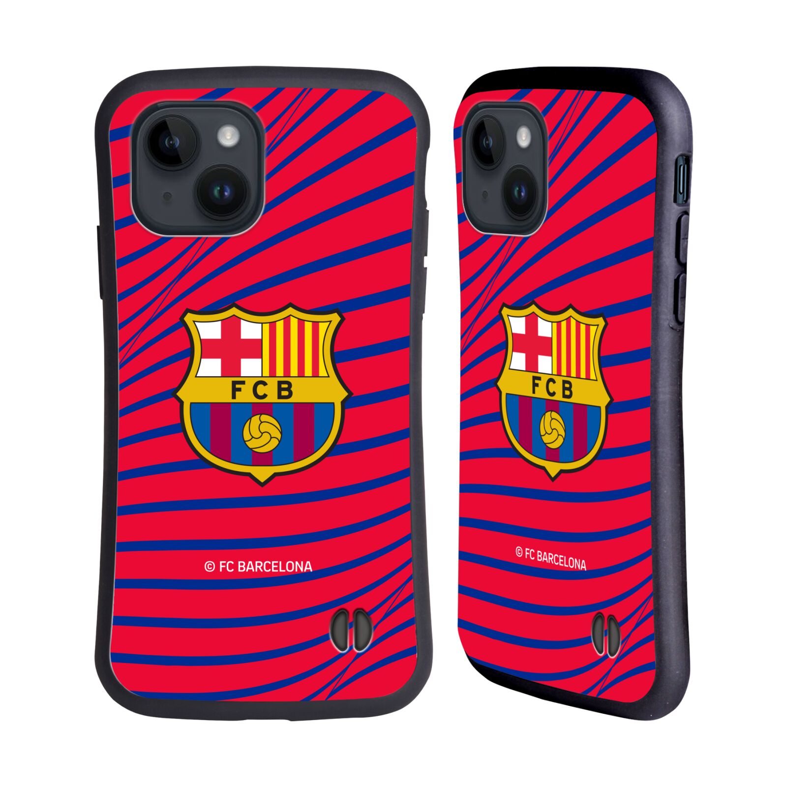 Odolný zadní obal pro mobil Apple iPhone 15 - HEAD CASE - FC Barcelona - Červená textura velký znak