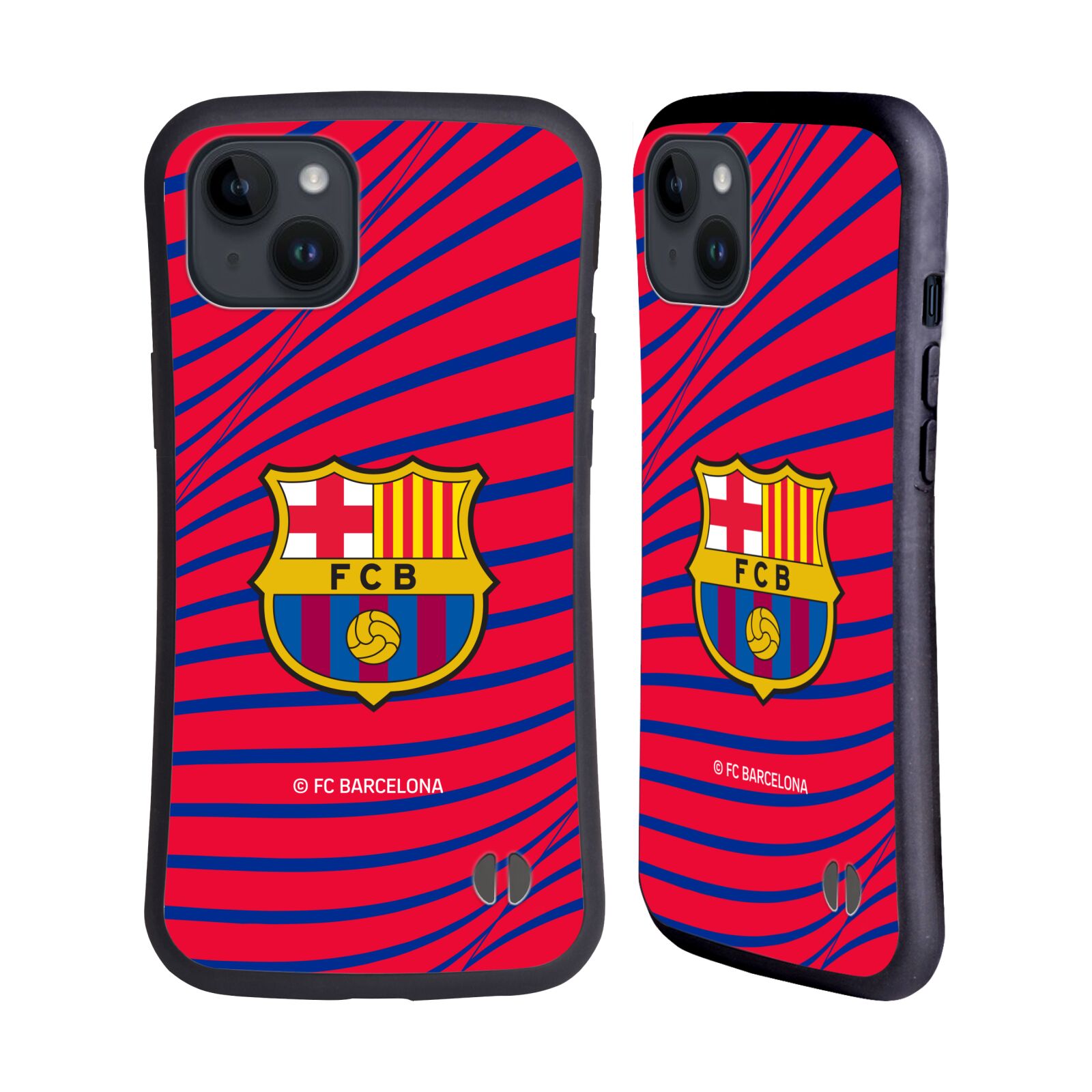 Odolný zadní obal pro mobil Apple iPhone 15 PLUS - HEAD CASE - FC Barcelona - Červená textura velký znak