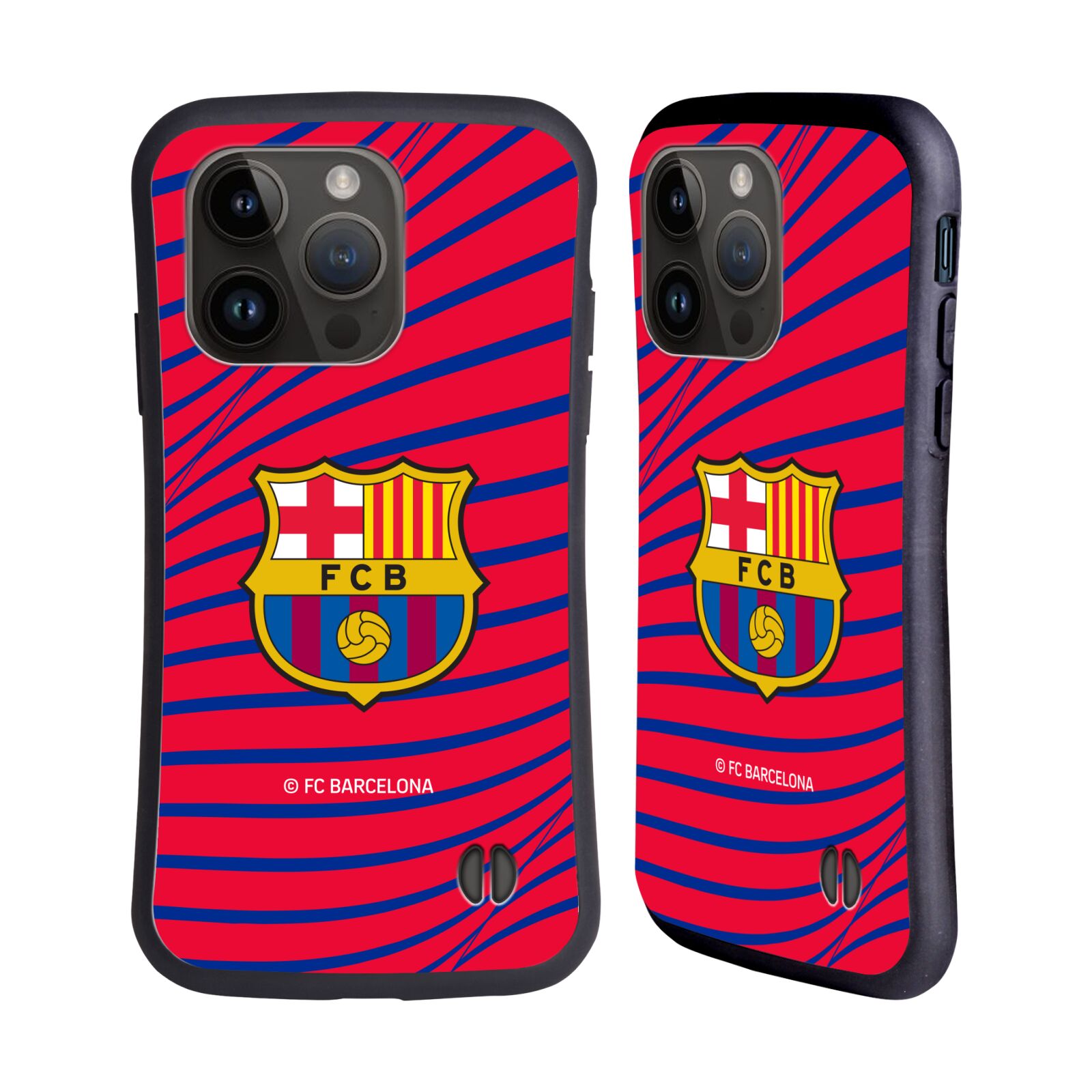 Odolný zadní obal pro mobil Apple iPhone 15 PRO - HEAD CASE - FC Barcelona - Červená textura velký znak