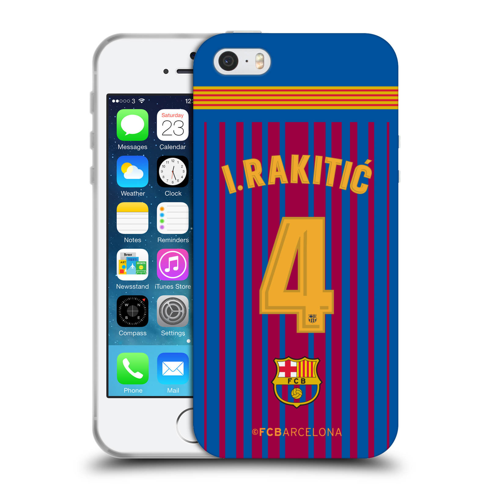 HEAD CASE silikonový obal na mobil Apple Iphone 5/5S Fotbalový klub FC BARCELONA domací dres I. Rakitic