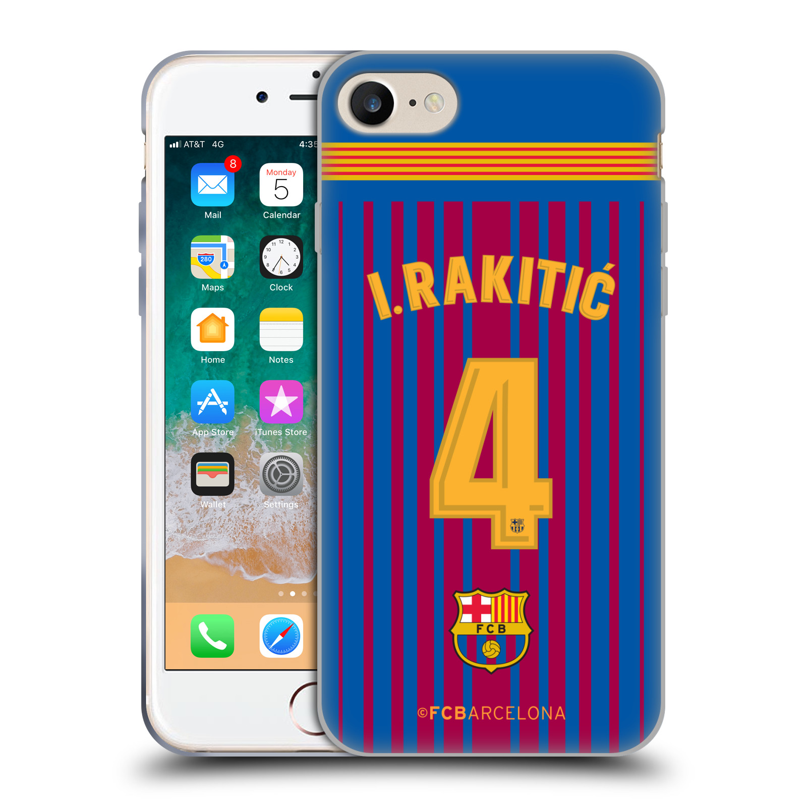 HEAD CASE silikonový obal na mobil Apple Iphone 7 Fotbalový klub FC BARCELONA domací dres I. Rakitic