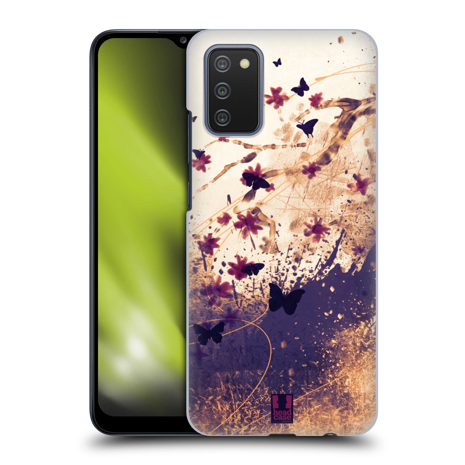 Zadní obal pro mobil Samsung Galaxy A02s - HEAD CASE - Barevné květy a motýlci