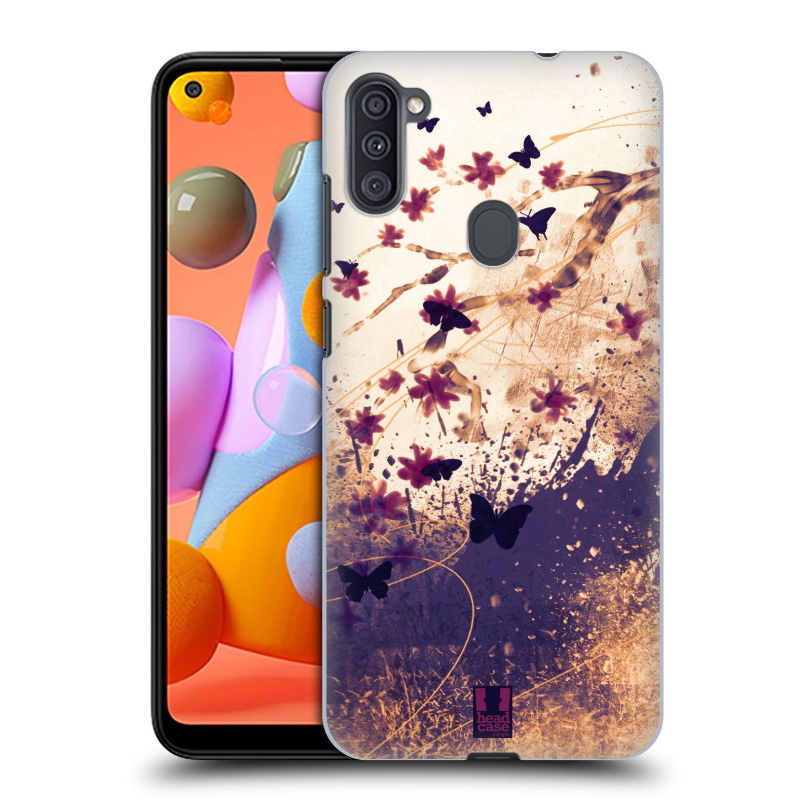 Zadní obal pro mobil Samsung Galaxy A11 - HEAD CASE - Barevné květy a motýlci