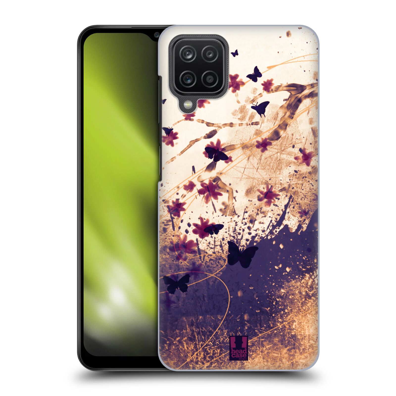 Zadní obal pro mobil Samsung Galaxy A12 - HEAD CASE - Barevné květy a motýlci