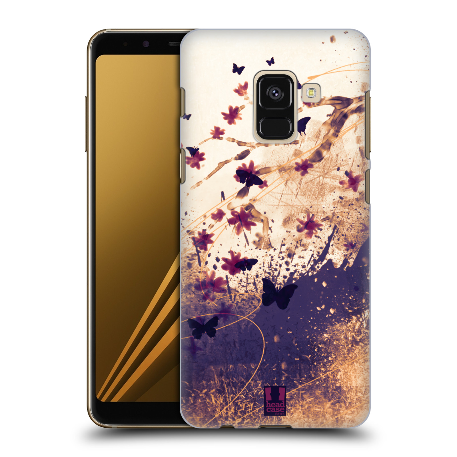 Zadní obal pro mobil Samsung Galaxy A8+ - HEAD CASE - Barevné květy a motýlci