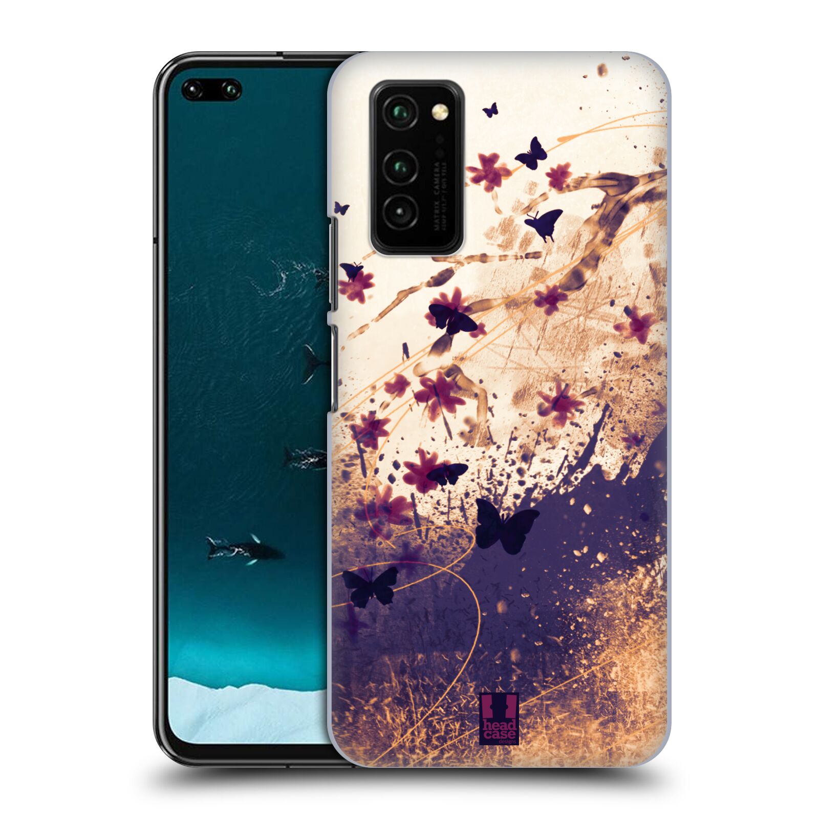 Zadní obal pro mobil Honor View 30 - HEAD CASE - Barevné květy a motýlci