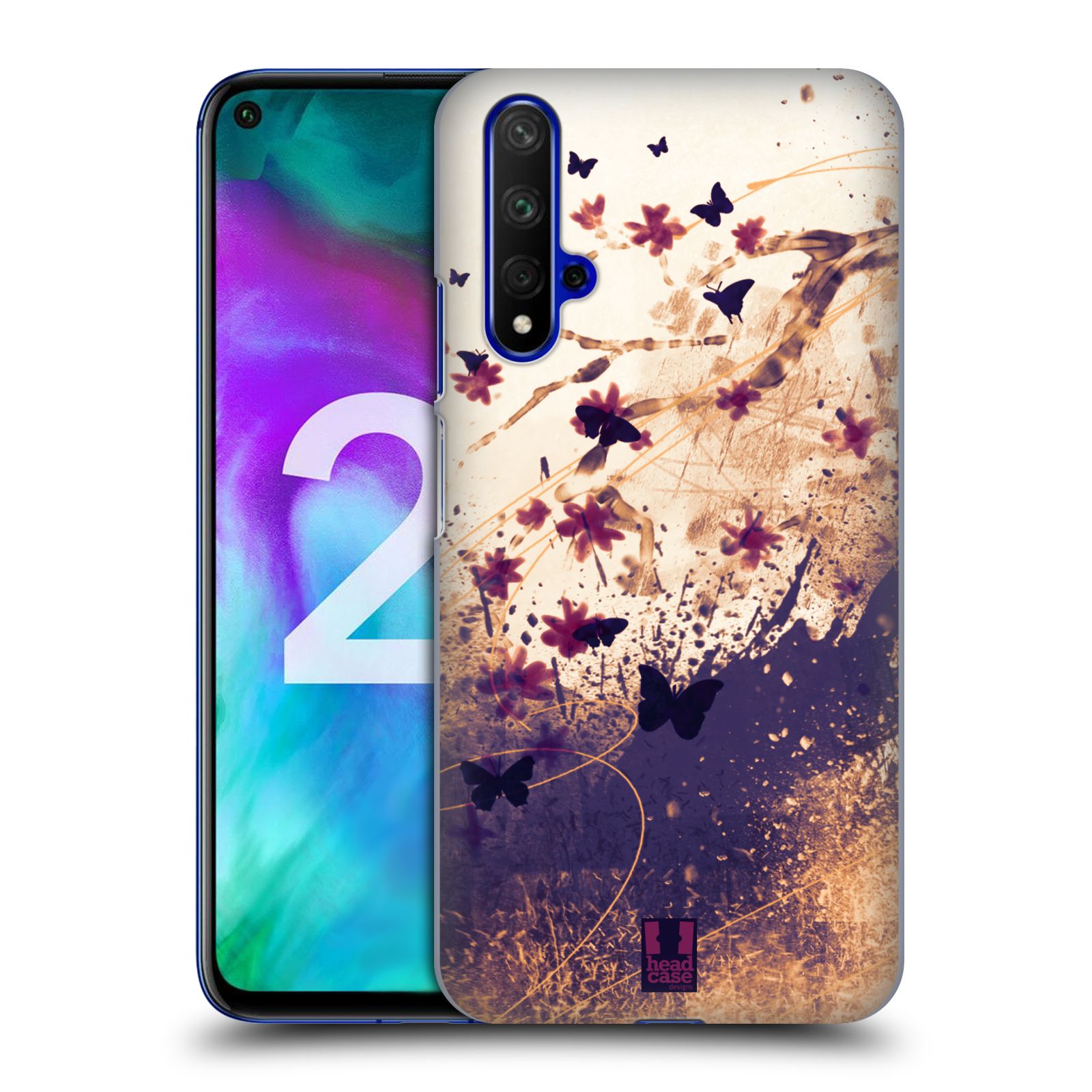 Zadní obal pro mobil Honor 20 - HEAD CASE - Barevné květy a motýlci