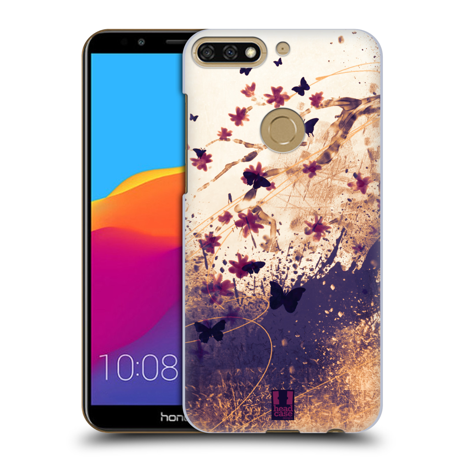 HEAD CASE plastový obal na mobil Honor 7c vzor Kreslené barevné květiny KVĚTY A MOTÝLCI