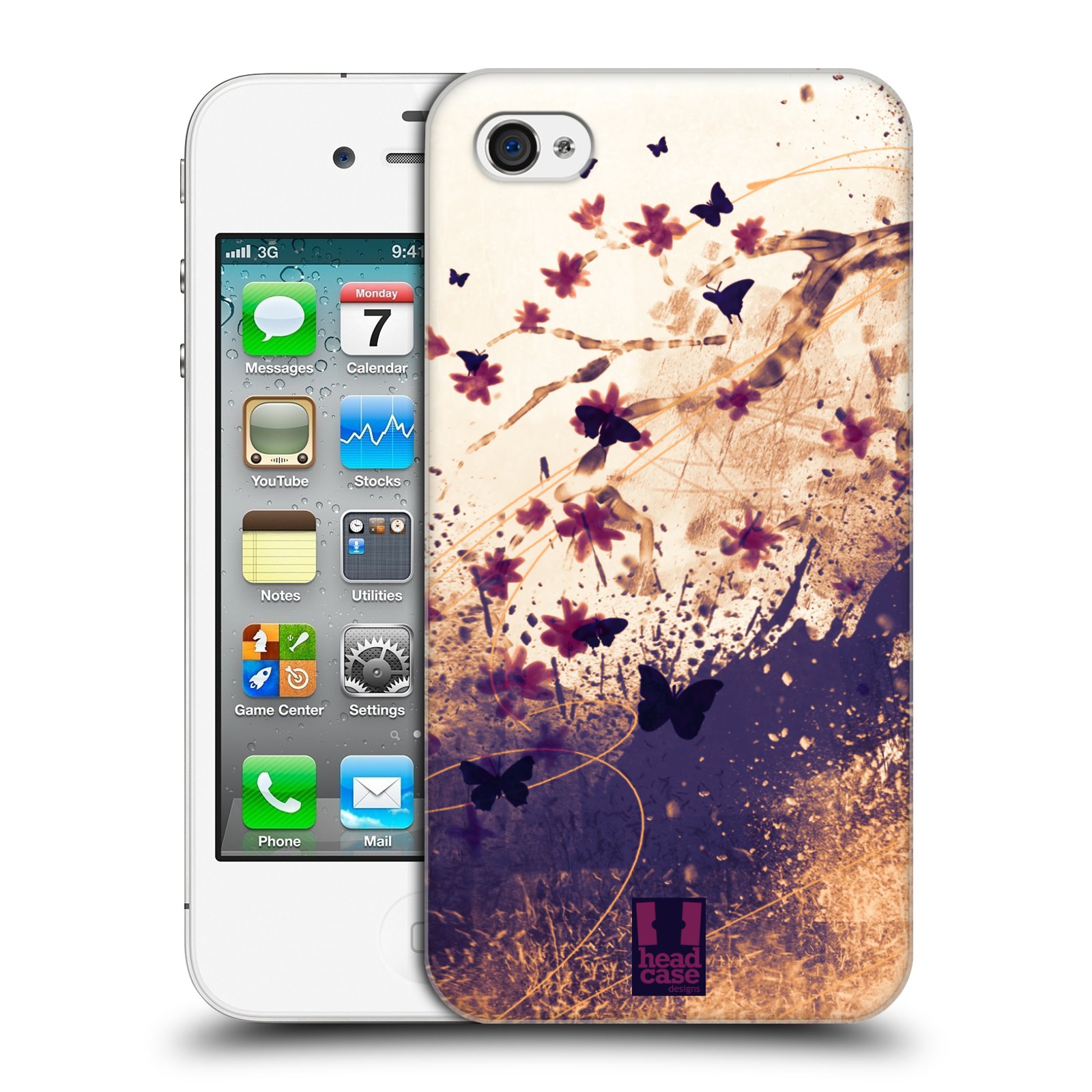 Zadní obal pro mobil Apple Iphone 4/4S - HEAD CASE - Barevné květy a motýlci