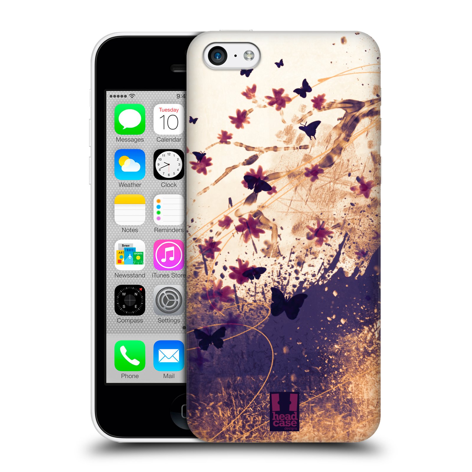 Zadní obal pro mobil Apple Iphone 5C - HEAD CASE - Barevné květy a motýlci