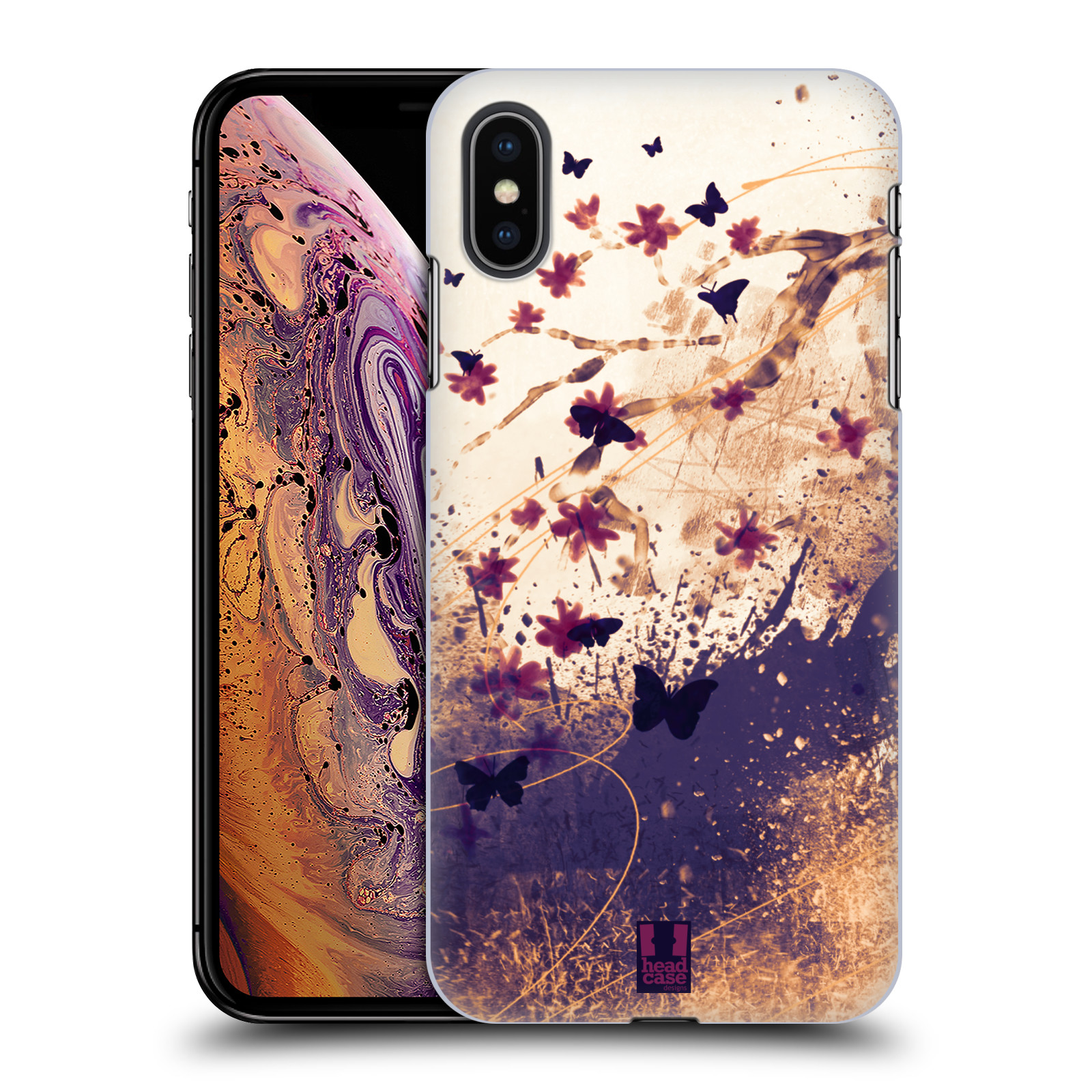 Zadní obal pro mobil Apple Iphone XS MAX - HEAD CASE - Barevné květy a motýlci
