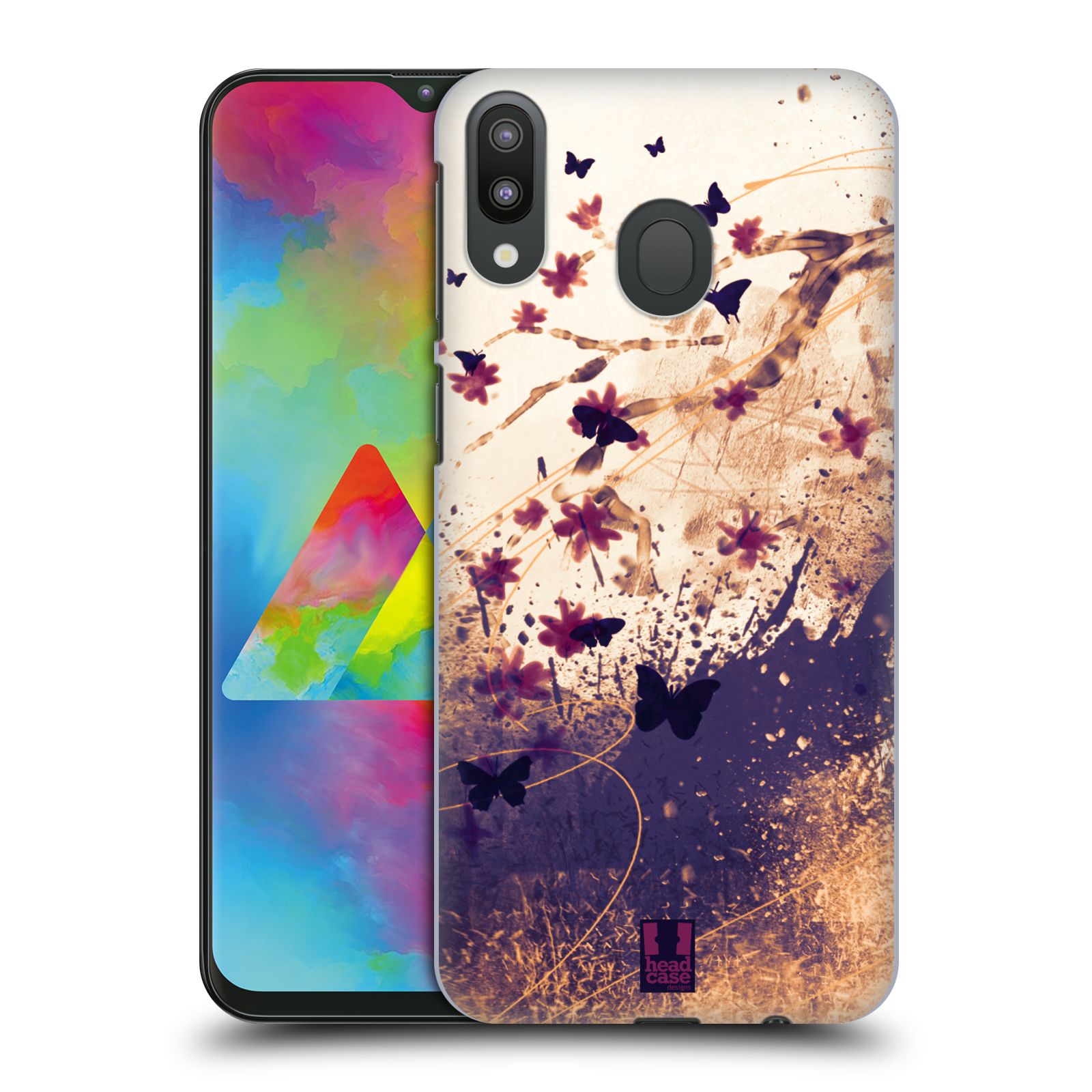 Zadní obal pro mobil Samsung Galaxy M20 - HEAD CASE - Barevné květy a motýlci