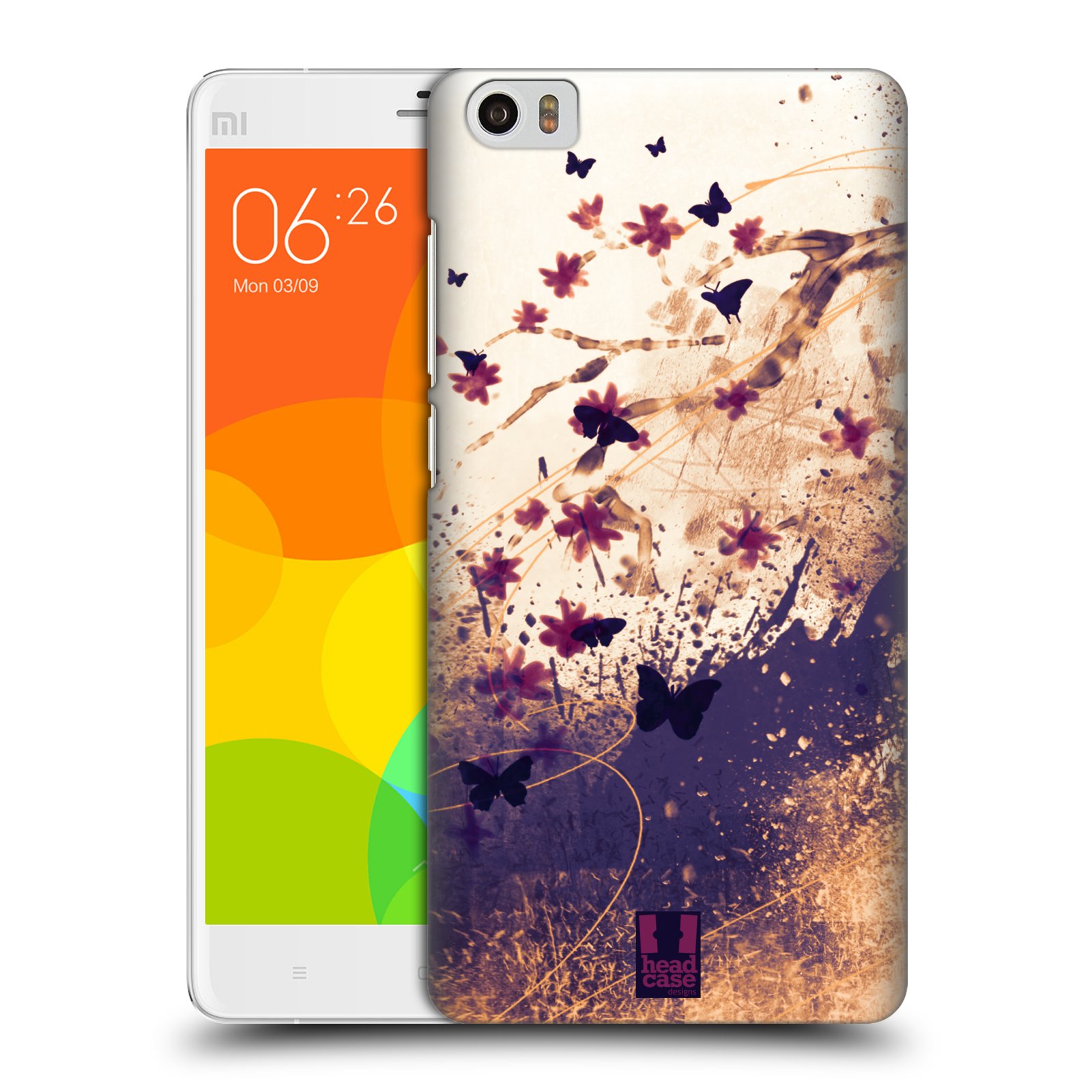 HEAD CASE pevný plastový obal na mobil XIAOMI Mi Note vzor Kreslené barevné květiny KVĚTY A MOTÝLCI