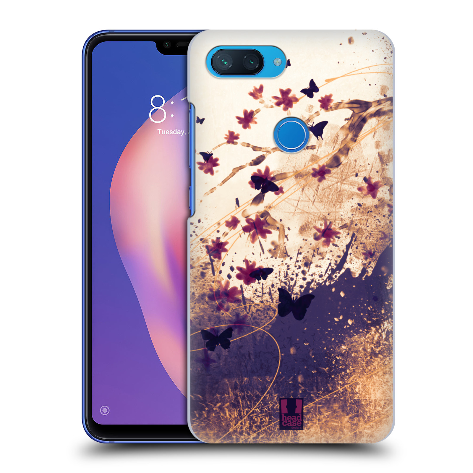 Zadní obal pro mobil Xiaomi Mi 8 LITE - HEAD CASE - Barevné květy a motýlci