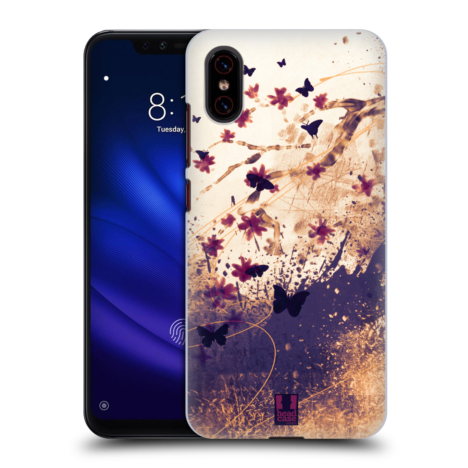 Zadní obal pro mobil Xiaomi Mi 8 PRO - HEAD CASE - Barevné květy a motýlci