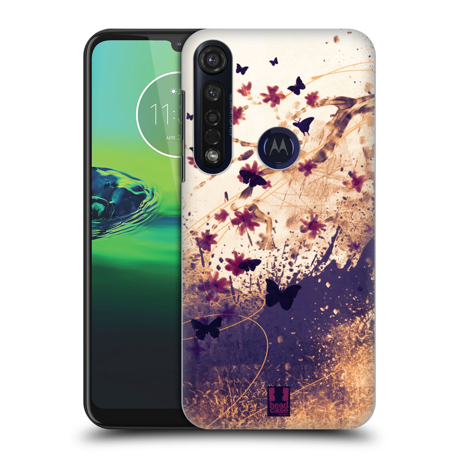 Pouzdro na mobil Motorola Moto G8 PLUS - HEAD CASE - vzor Kreslené barevné květiny KVĚTY A MOTÝLCI