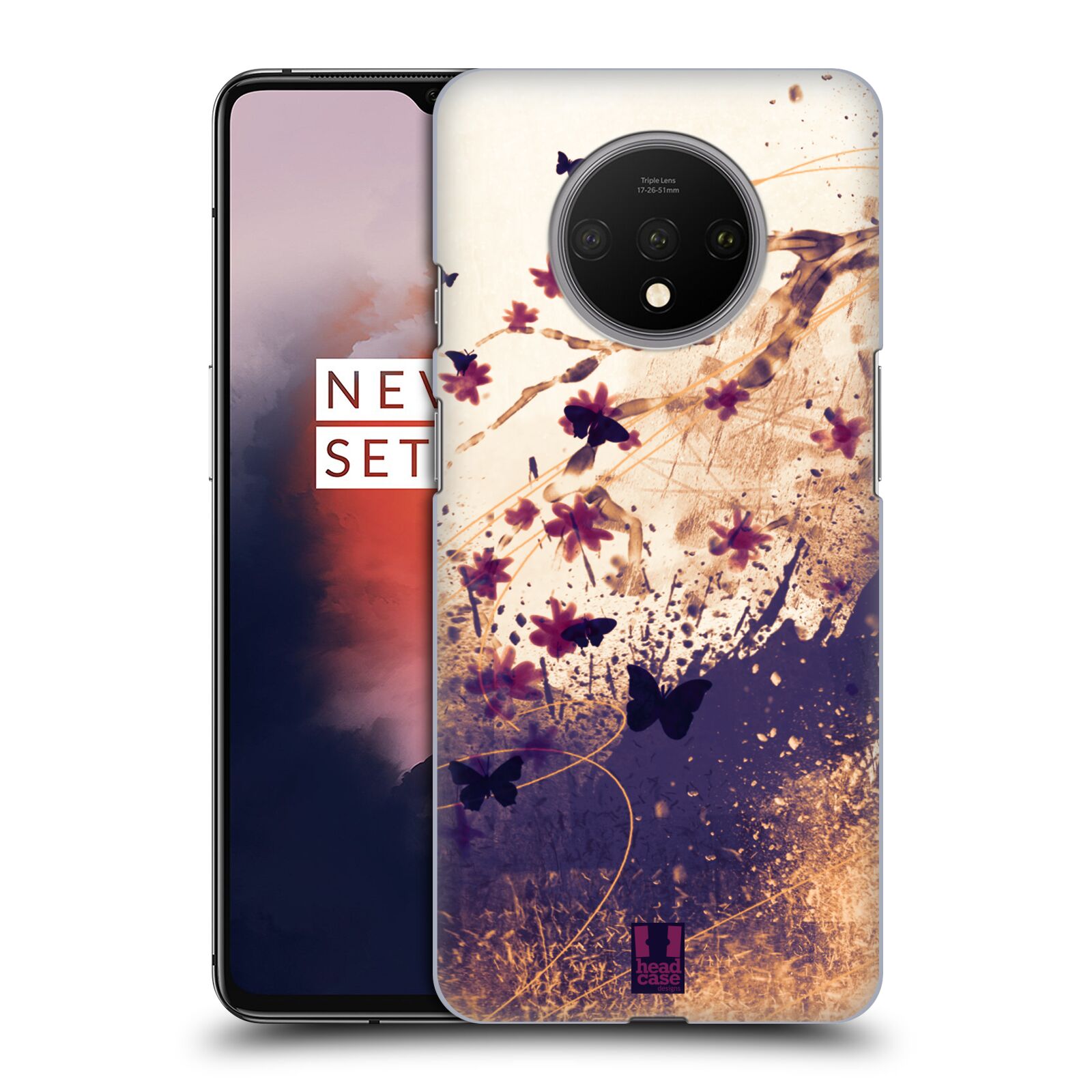 Zadní obal pro mobil OnePlus 7T - HEAD CASE - Barevné květy a motýlci