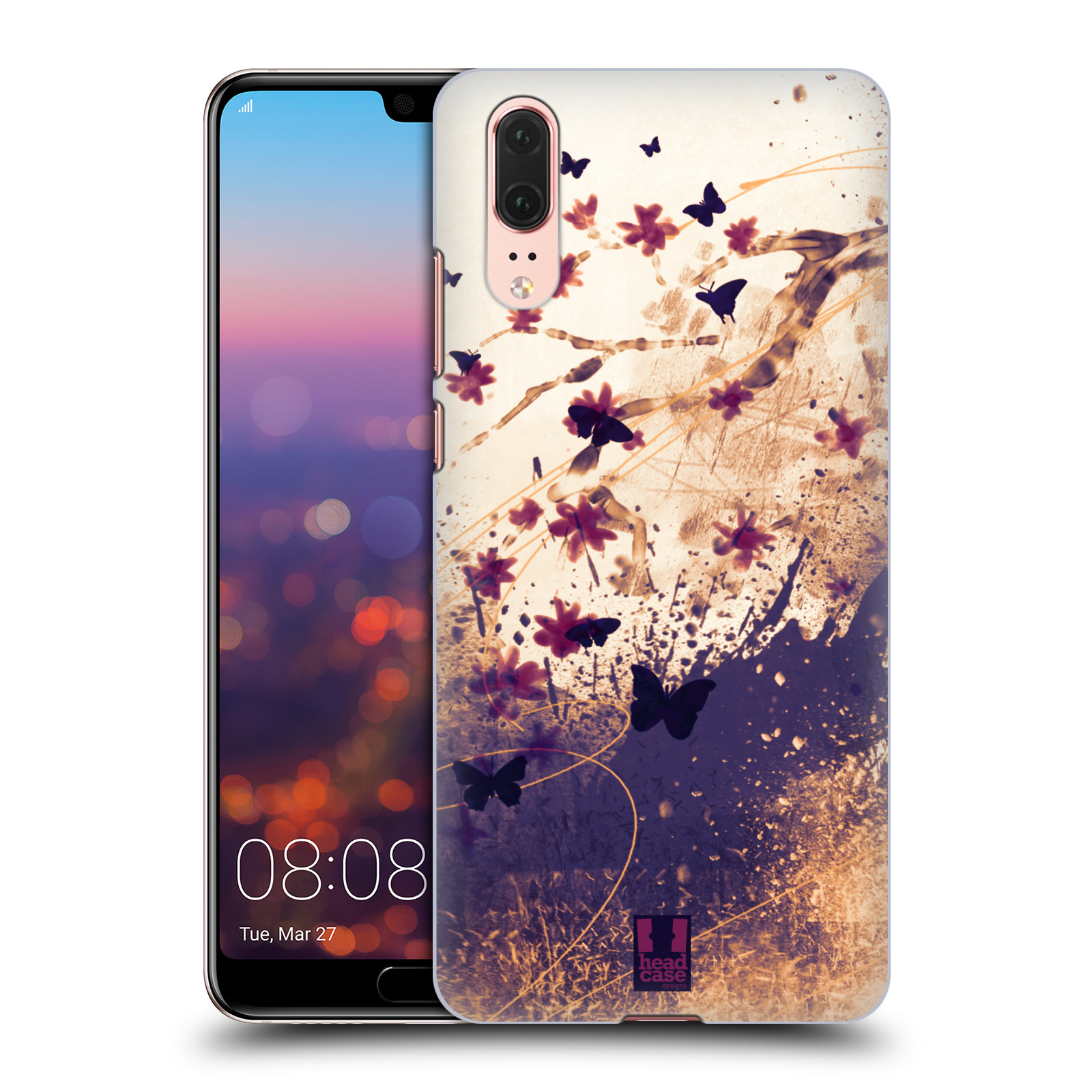 Zadní obal pro mobil Huawei P20 - HEAD CASE - Barevné květy a motýlci