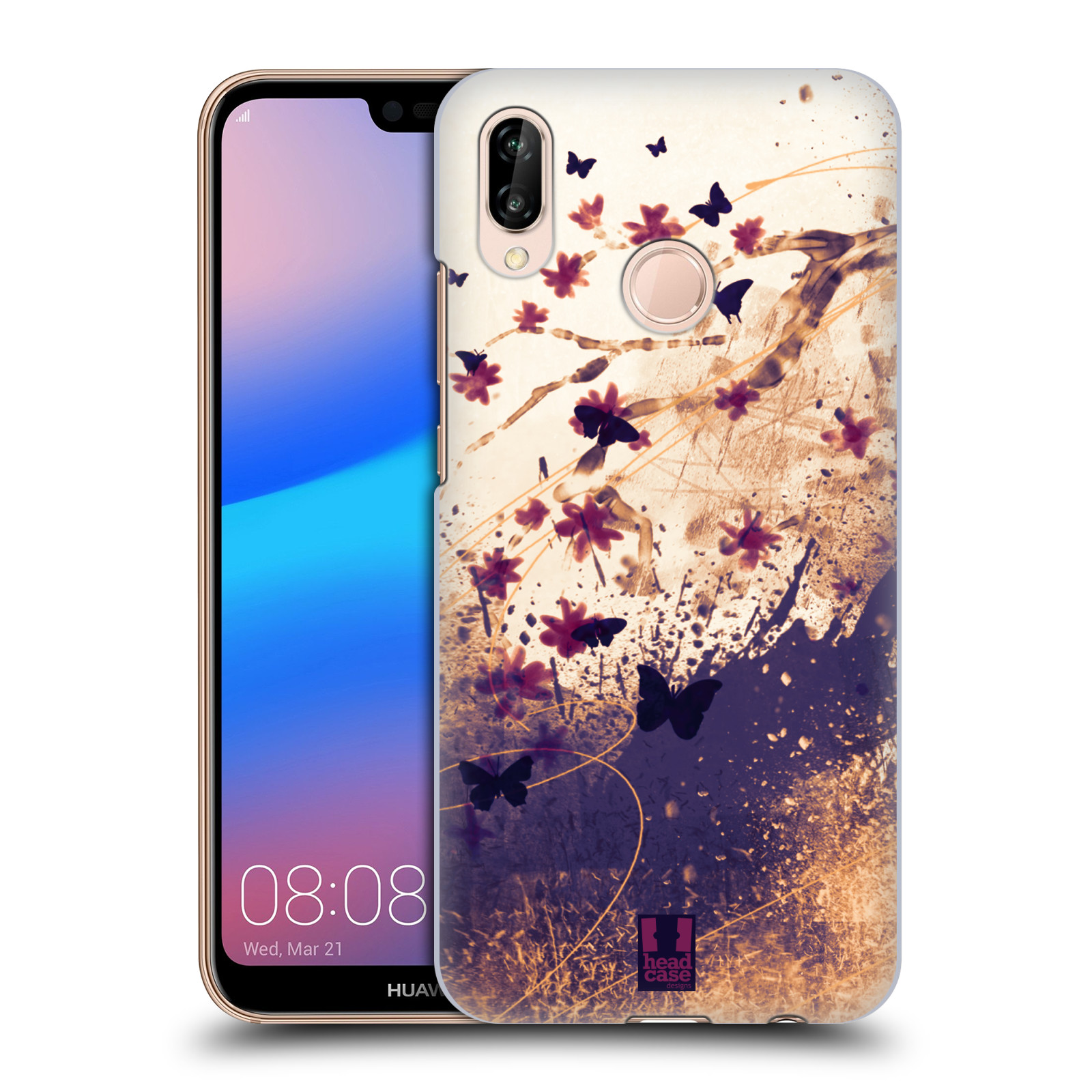Zadní obal pro mobil Huawei P20 LITE - HEAD CASE - Barevné květy a motýlci