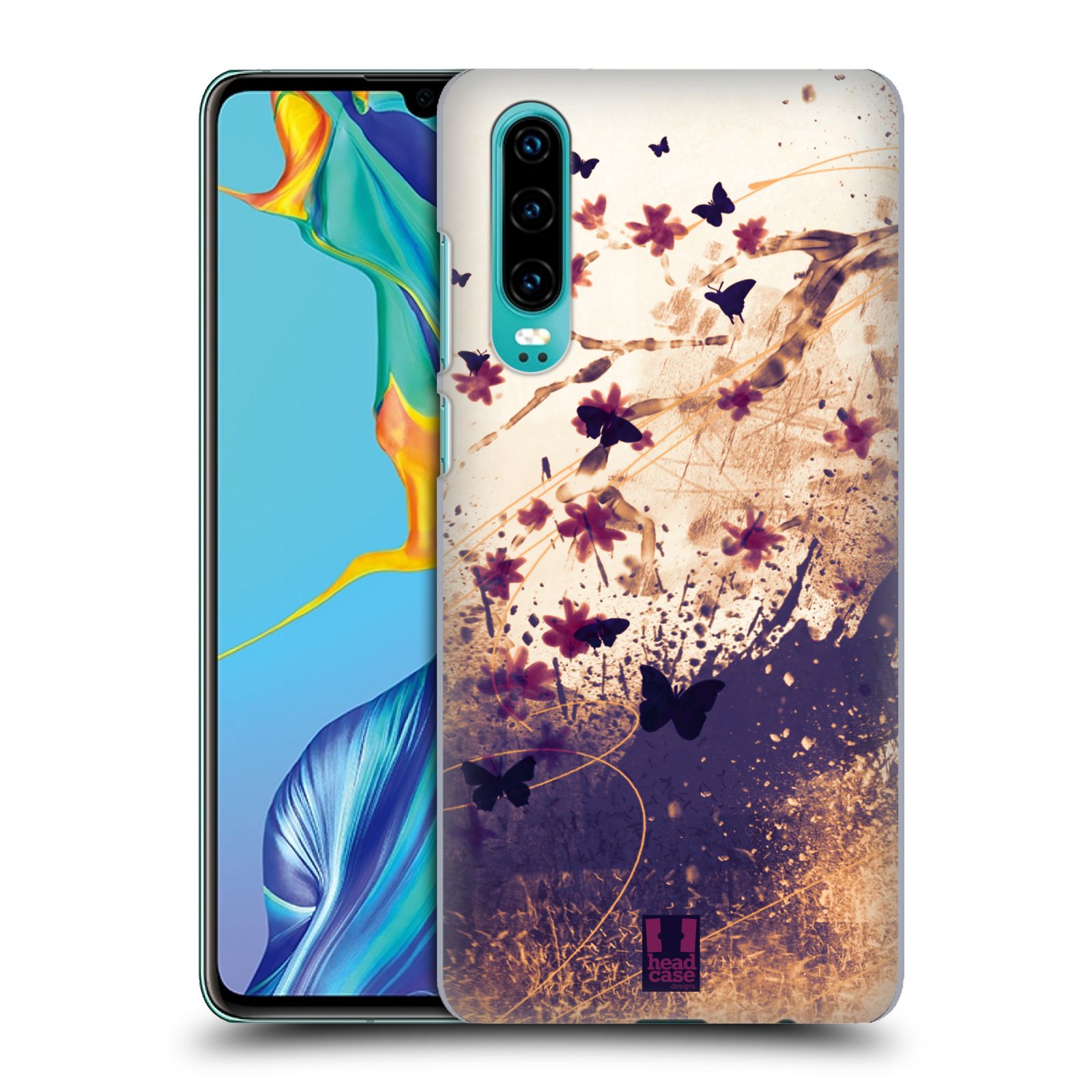 Zadní obal pro mobil Huawei P30 - HEAD CASE - Barevné květy a motýlci