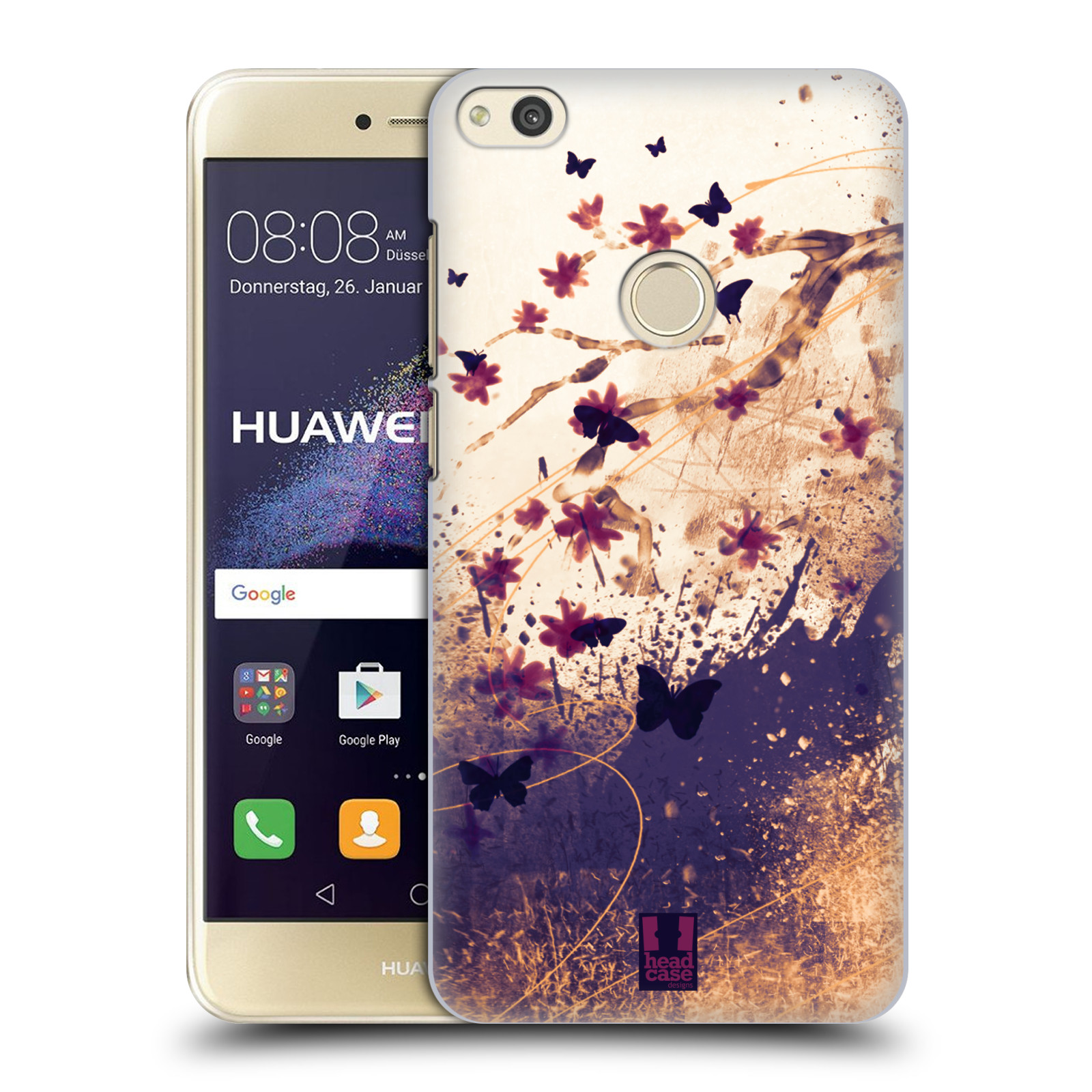 HEAD CASE silikonový obal na mobil Huawei P8 LITE 2017 vzor Kreslené barevné květiny KVĚTY A MOTÝLCI