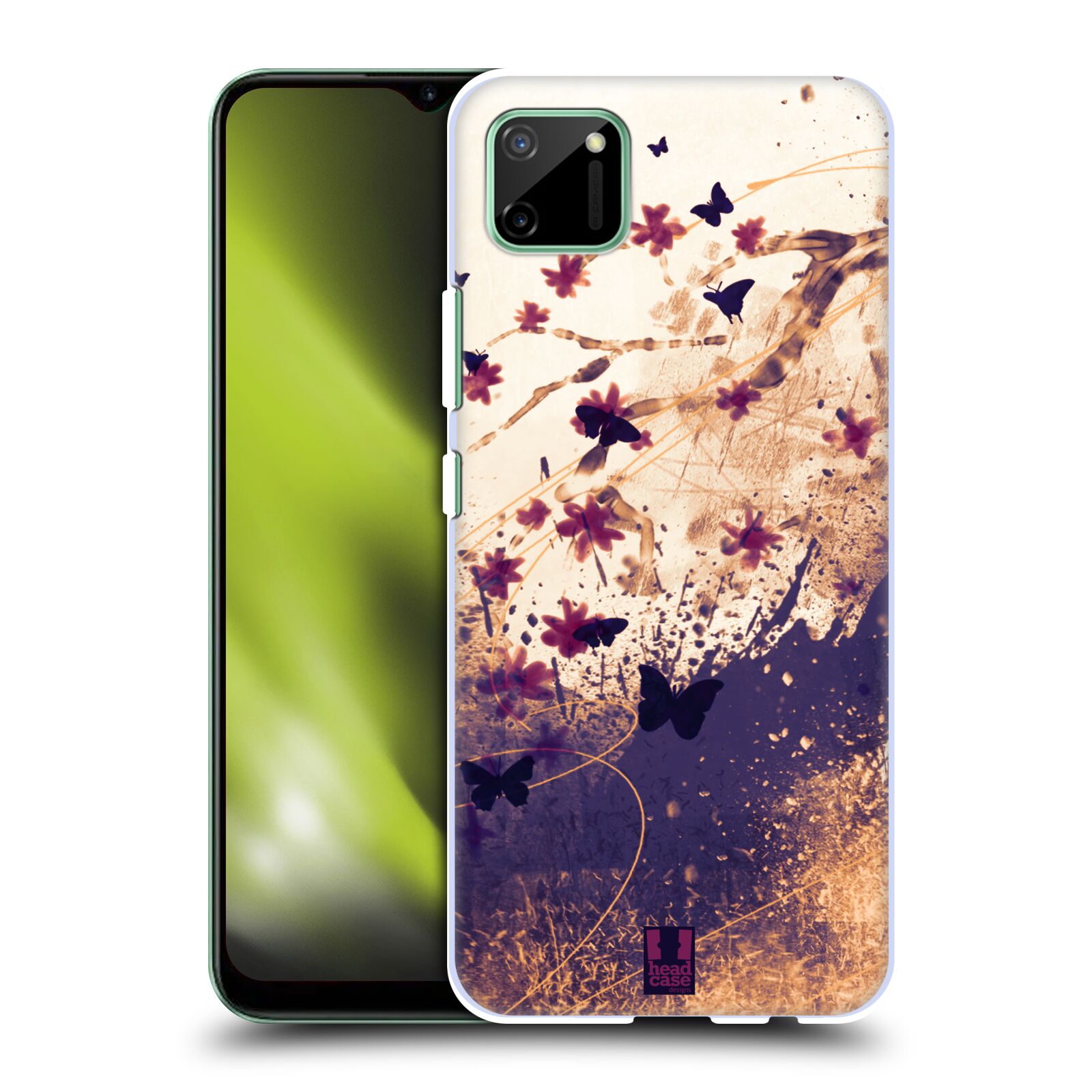 Zadní obal pro mobil Realme C11 - HEAD CASE - Barevné květy a motýlci