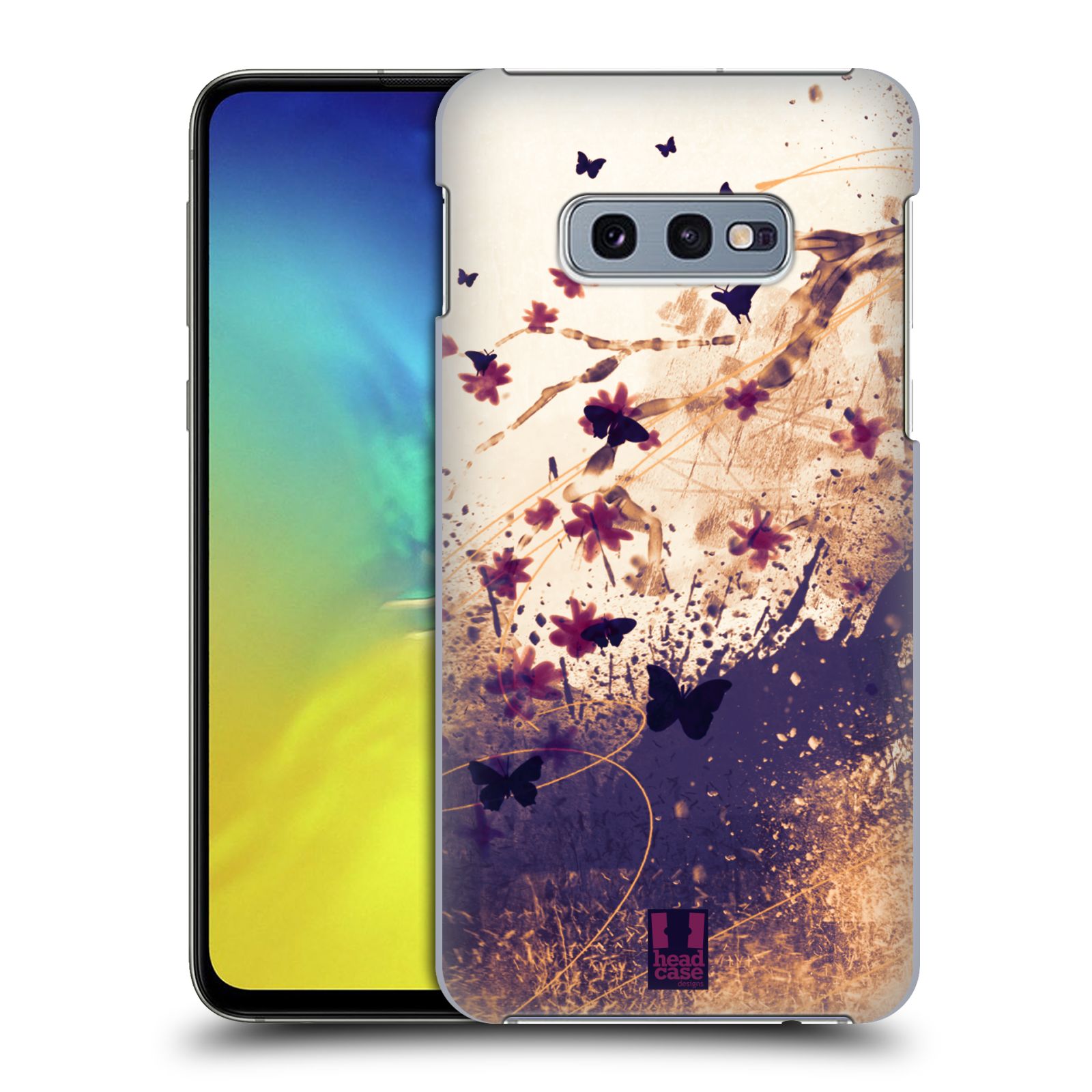 Pouzdro na mobil Samsung Galaxy S10e - HEAD CASE - vzor Kreslené barevné květiny KVĚTY A MOTÝLCI